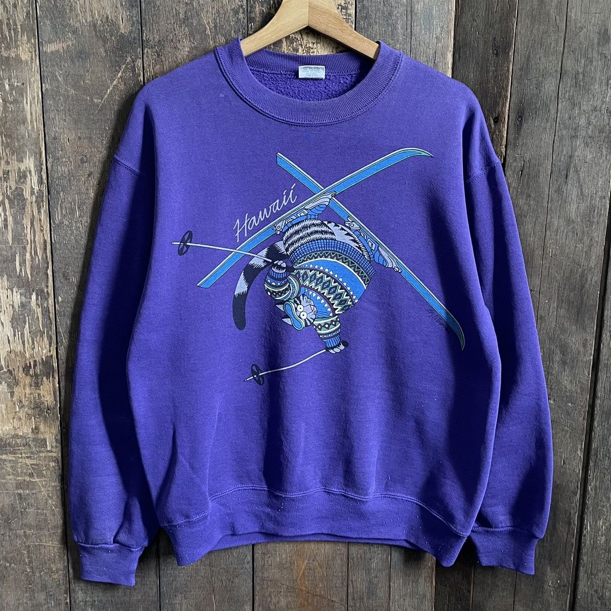 image of Crazy Shirts x Hawaiian Shirt Vintage Crazy Shirt Hawai Crewneck Sweatshirt in Blue (Size Medium)