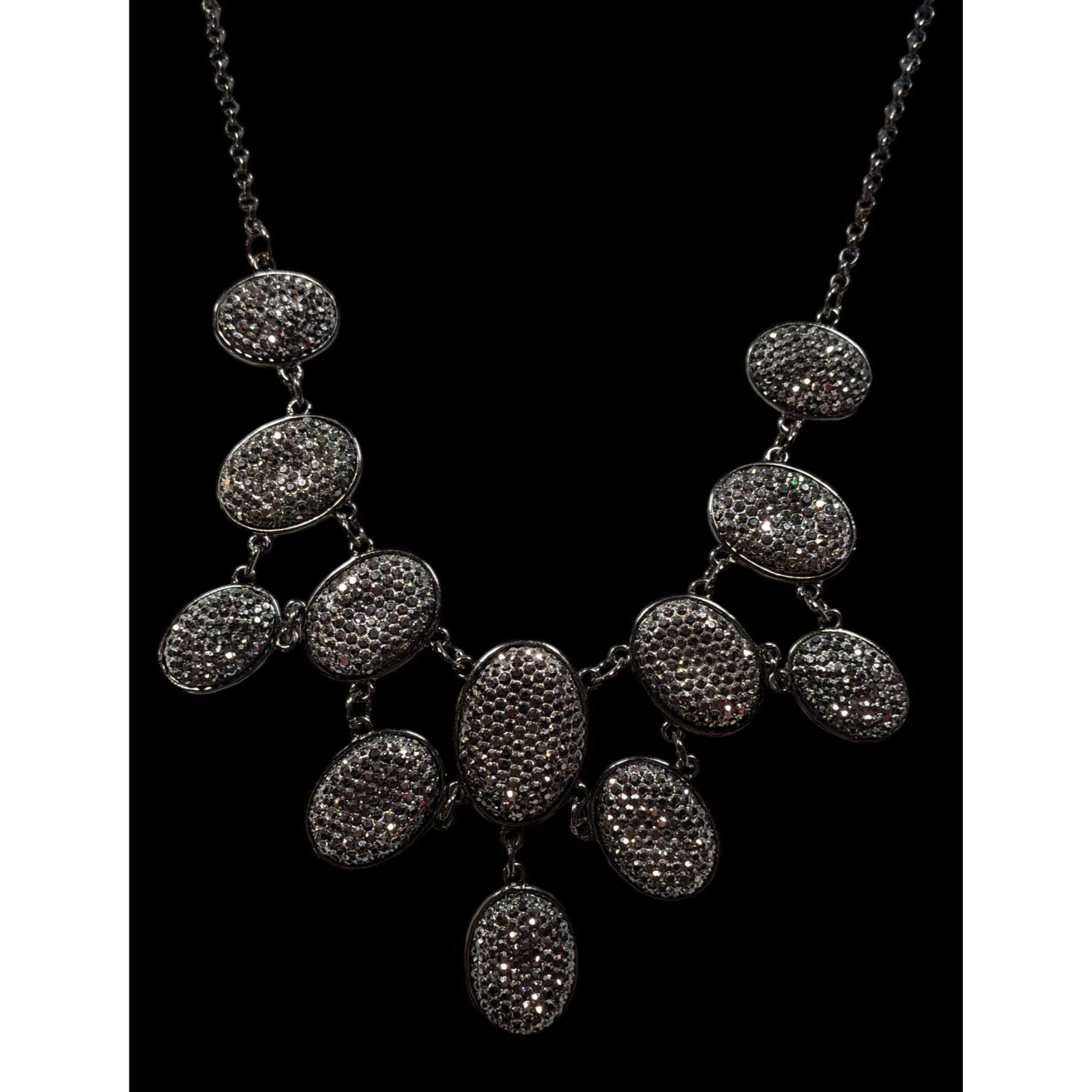 Other Glam Goth Sparkly Pave Silver Tone Rhinestone Bib Necklace Size ONE SIZE - 2 Thumbnail
