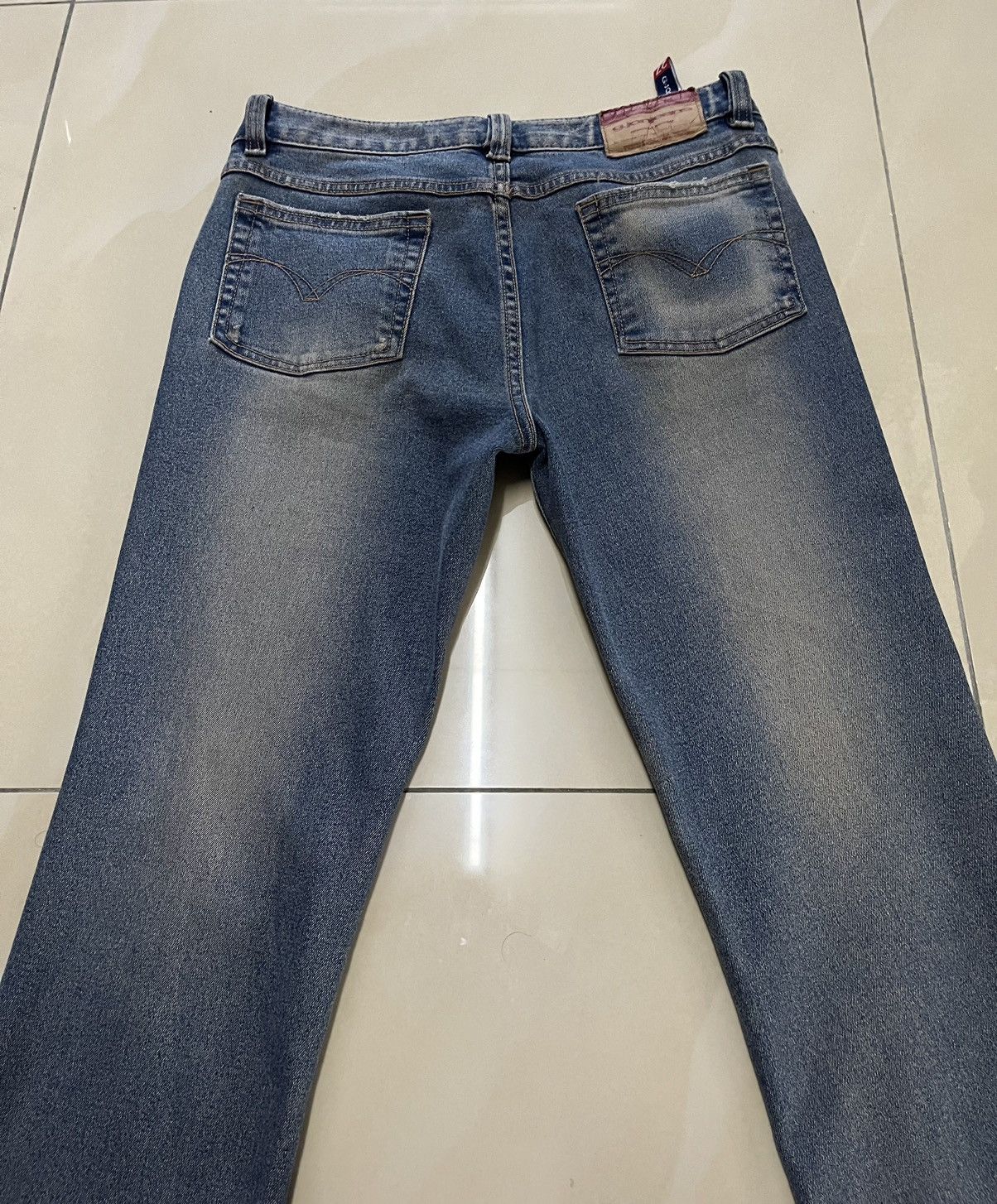 Tornado Mart Flare Jeans G.JON roses distressed low rise rusty denim Size US 29 - 13 Thumbnail