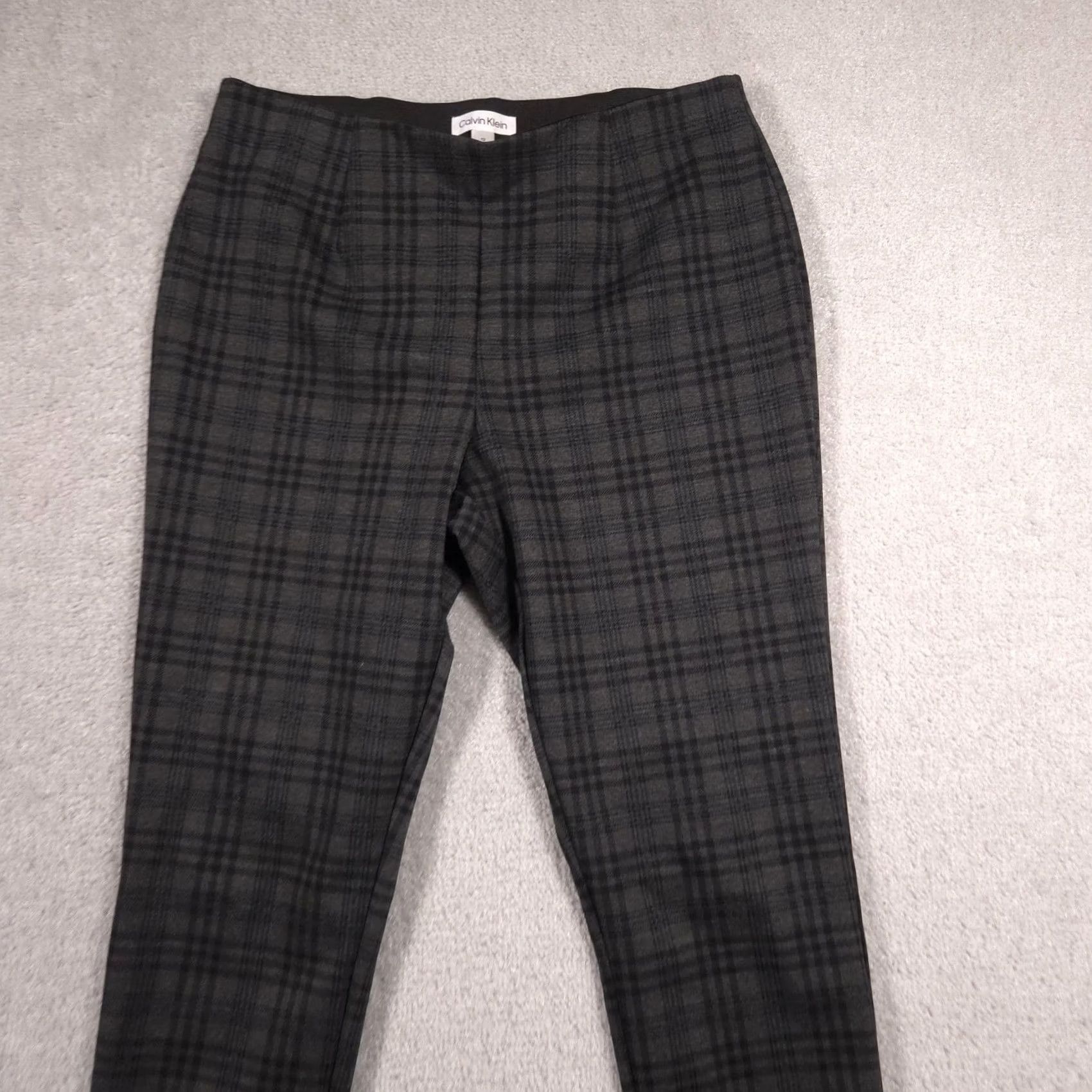 Calvin Klein Calvin Klein Dress Pants Womens 12 Gray Plaid Skinny Pull On Stretch Work Career Size 34" / US 12 / IT 48 - 3 Thumbnail