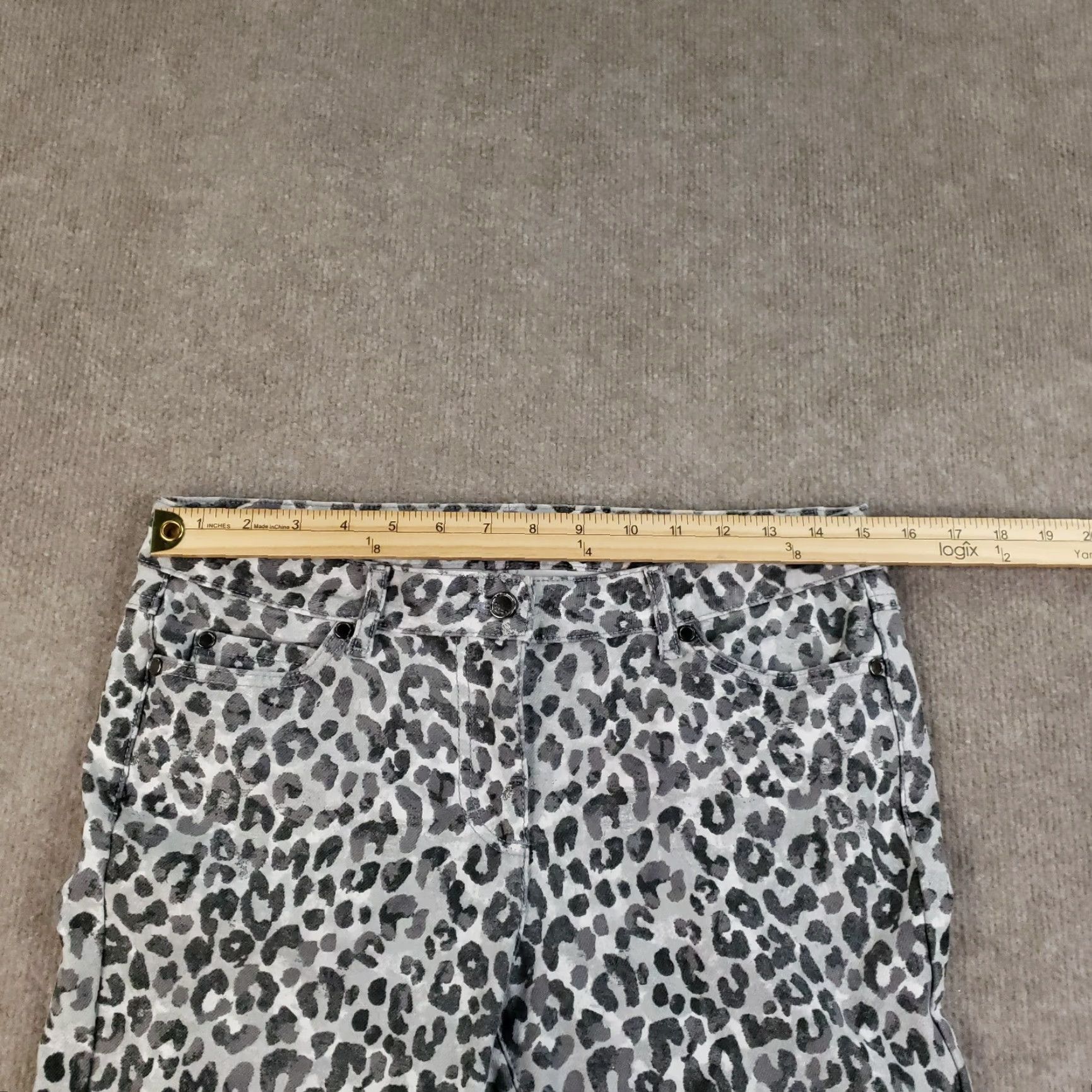J.McLaughlin VINTAGE J McLaughlin Pants Womens Size 8 Animal Print Cotton Spandex Straight Leg Gray Size 30" / US 8 / IT 44 - 5 Thumbnail