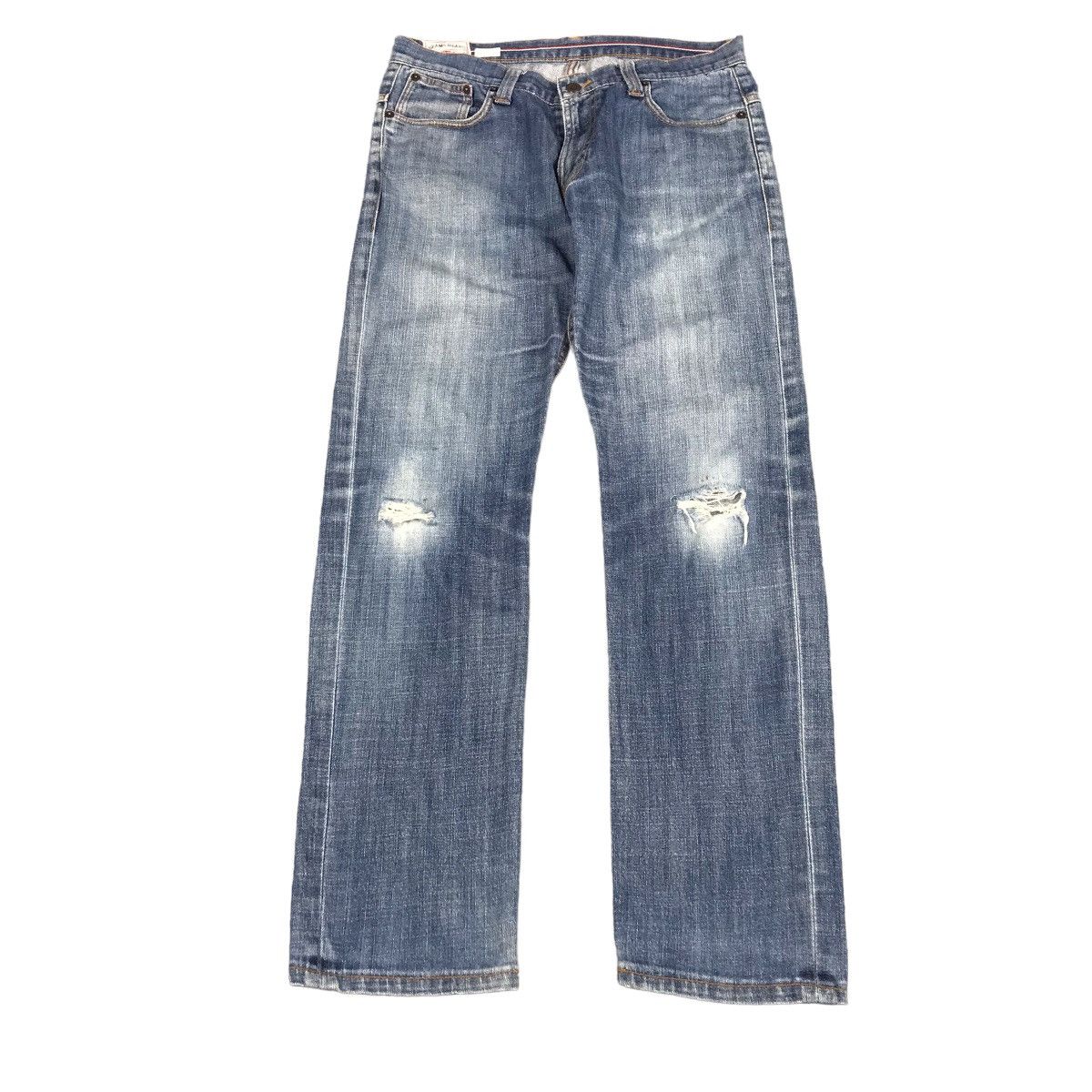 image of Beams Plus Beams Heart Distressed Denim Pants, Men's (Size 31)