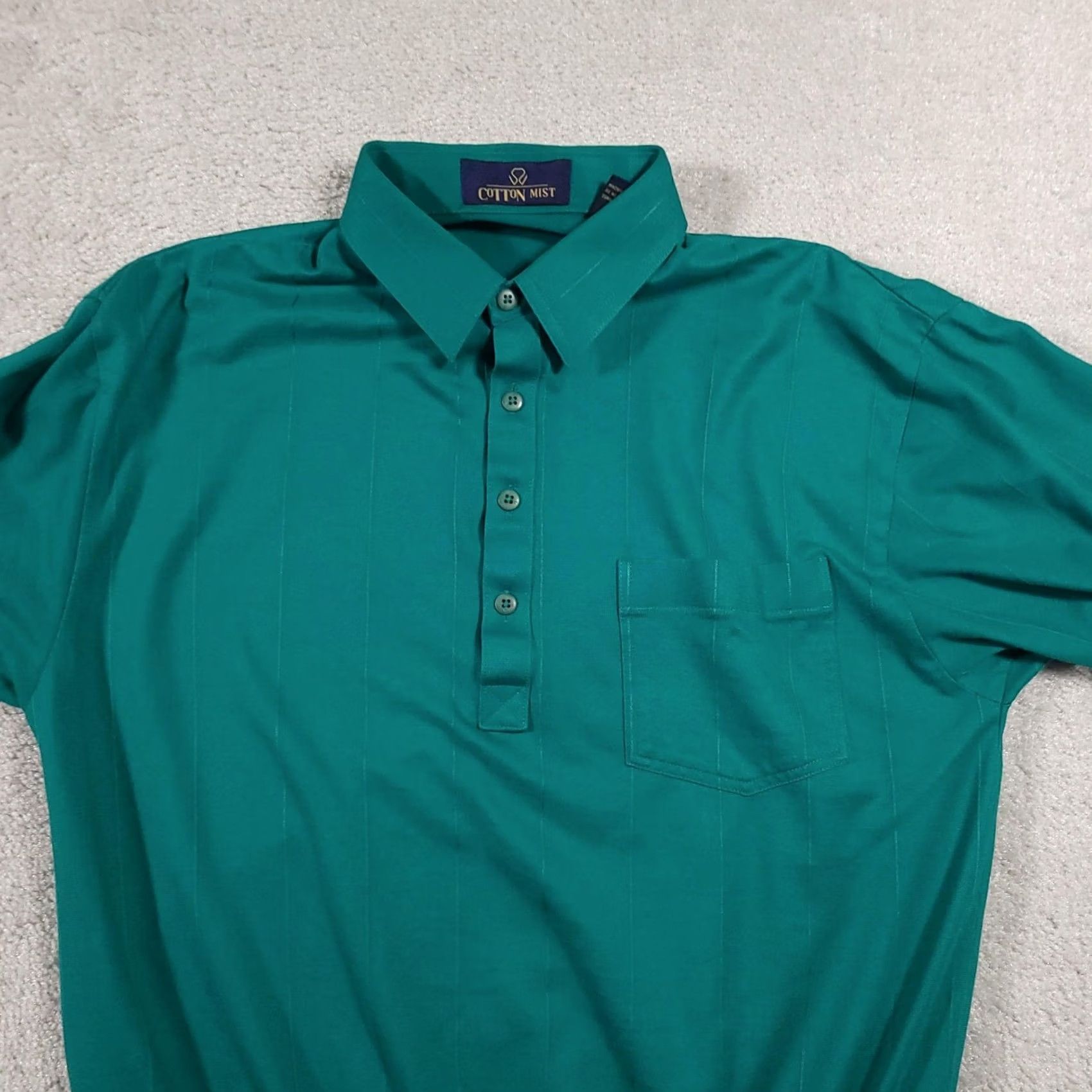 Vintage Cotton Mist Polo Shirt Mens M Green Short Sleeve Pocket Retro Pullover Tee Size US M / EU 48-50 / 2 - 3 Thumbnail
