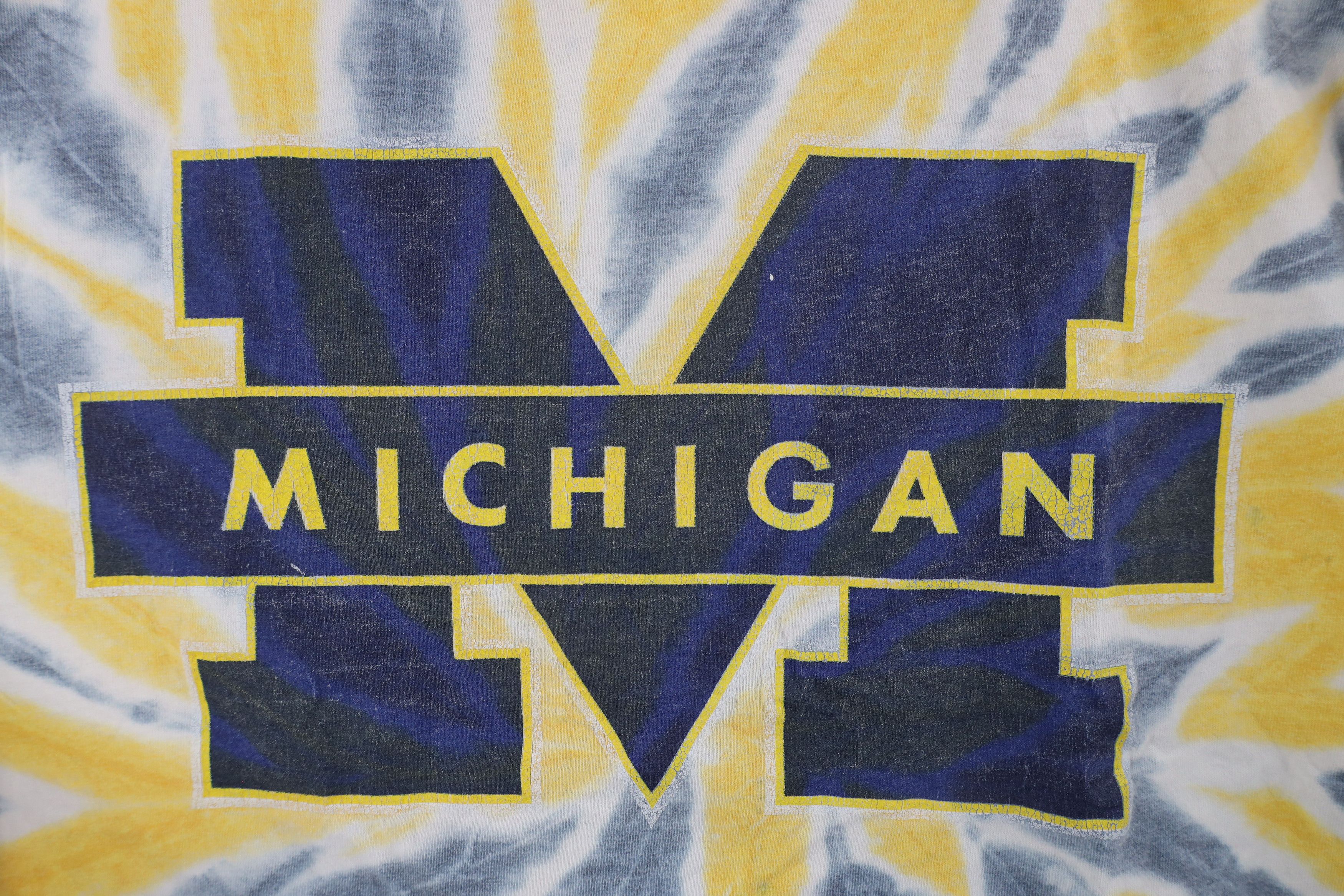 Vintage Vintage 90s Tie Dye Acid Wash University of Michigan T-Shirt Size US L / EU 52-54 / 3 - 4 Thumbnail