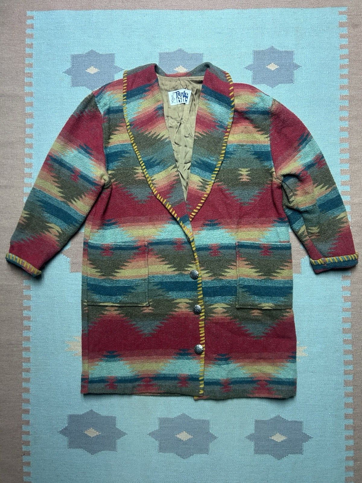Vintage roper rodeo blue jacket Aztec barn chore coat southwestern L Size L / US 10 / IT 46 - 1 Thumbnail
