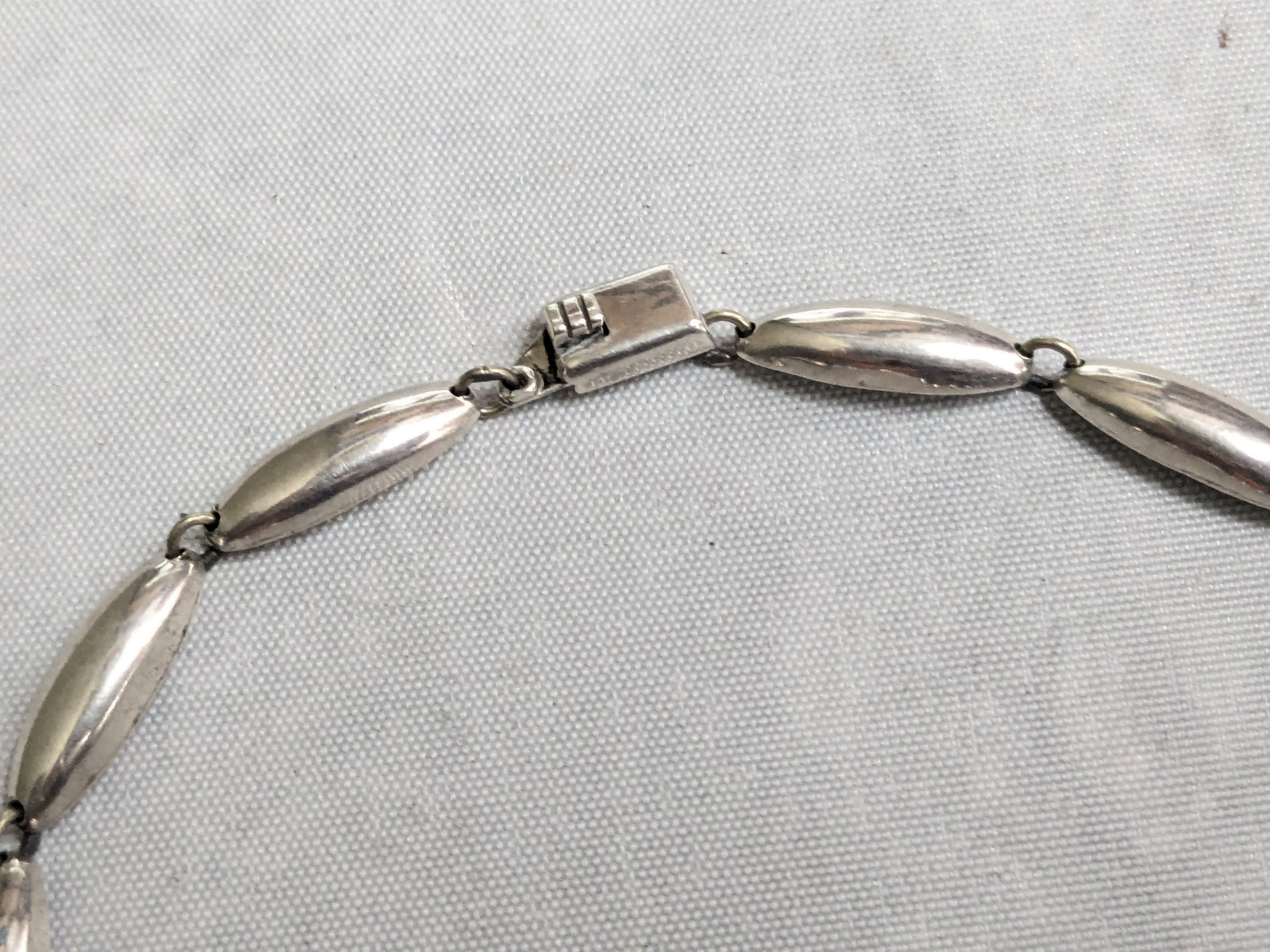 Jewelry Vintage Taxco Sterling Silver Onyx Necklace 16" Size ONE SIZE - 7 Thumbnail
