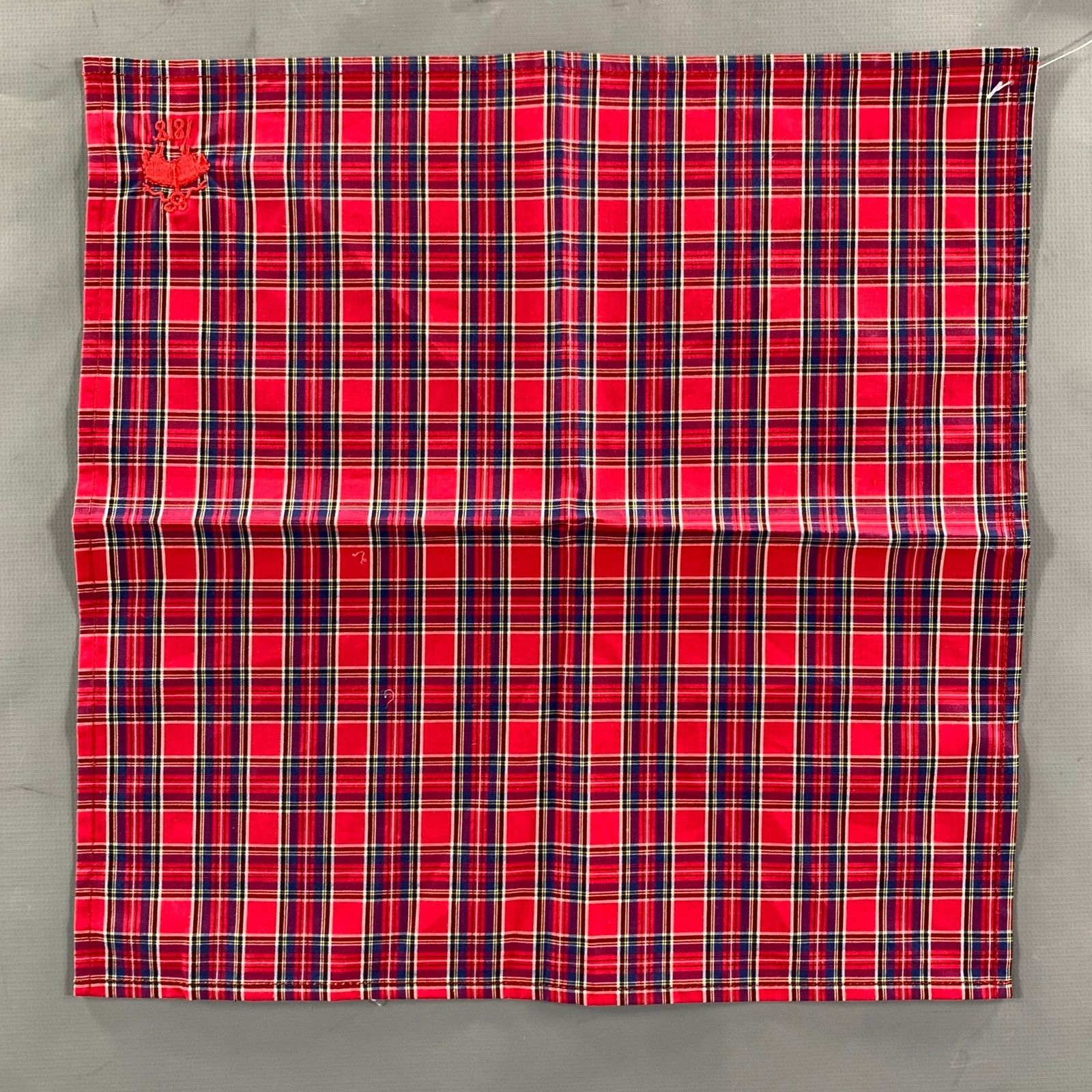 Brooks Brothers BROOKS BROTHERS Red Blue & White Plaid Cotton Pocket Square Size ONE SIZE - 1 Thumbnail