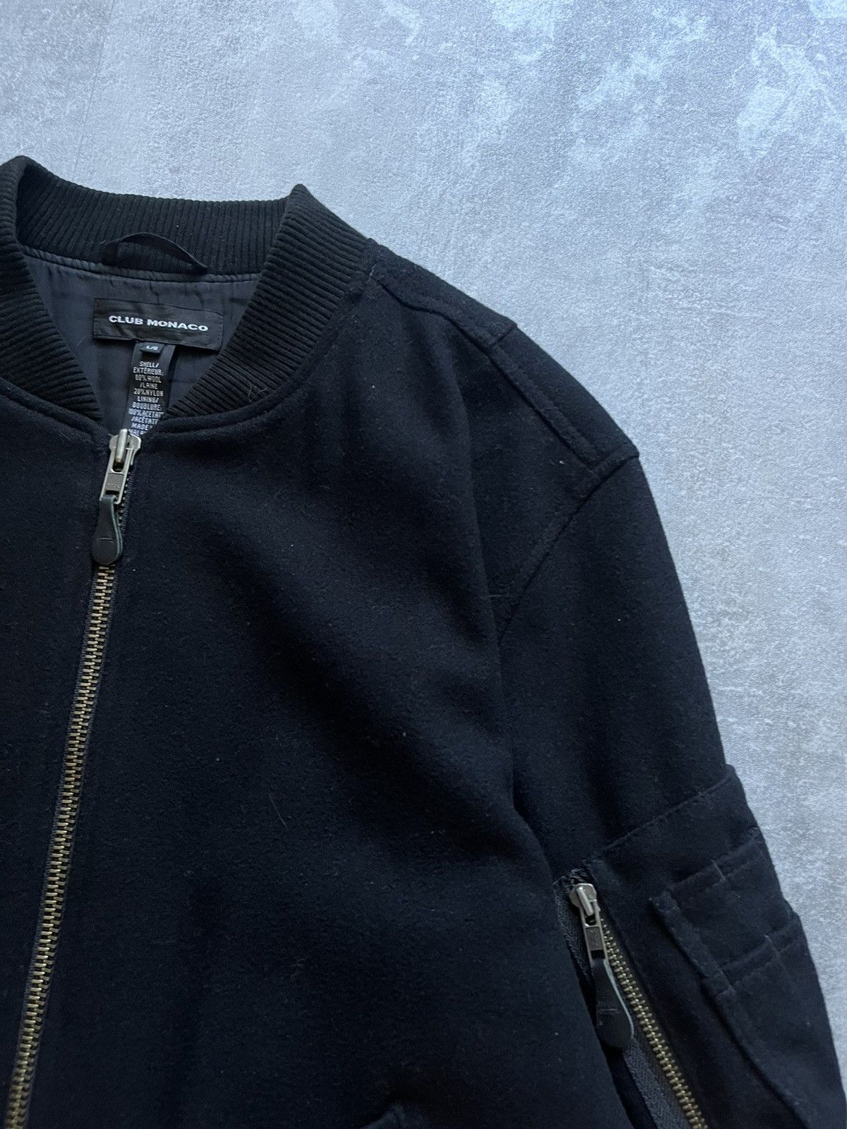 Club Monaco Vintage Club Monaco wool M1 Bomber Jacket Luxury Black L Size US L / EU 52-54 / 3 - 4 Thumbnail