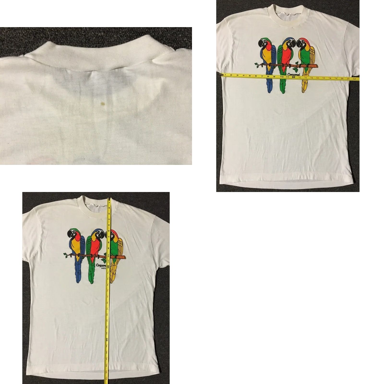 Vintage VINTAGE Parrot Mexico Shirt L White Sun Palm Trees Beach 90s 80s Grunge Surf USA Mens T-Shirt Single Stitch Size US L / EU 52-54 / 3 - 9 Thumbnail