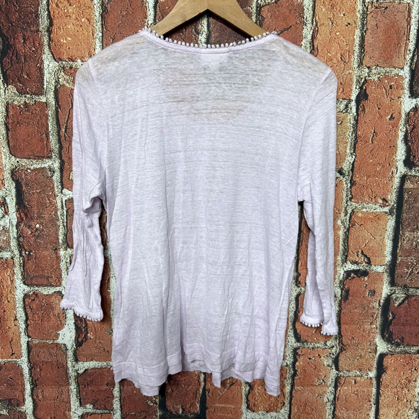 J. Jill J Jill Top Women Petite M 3/4 Sleeve Pink Love Linen Blouse Tunic Size M / US 6-8 / IT 42-44 - 3 Thumbnail