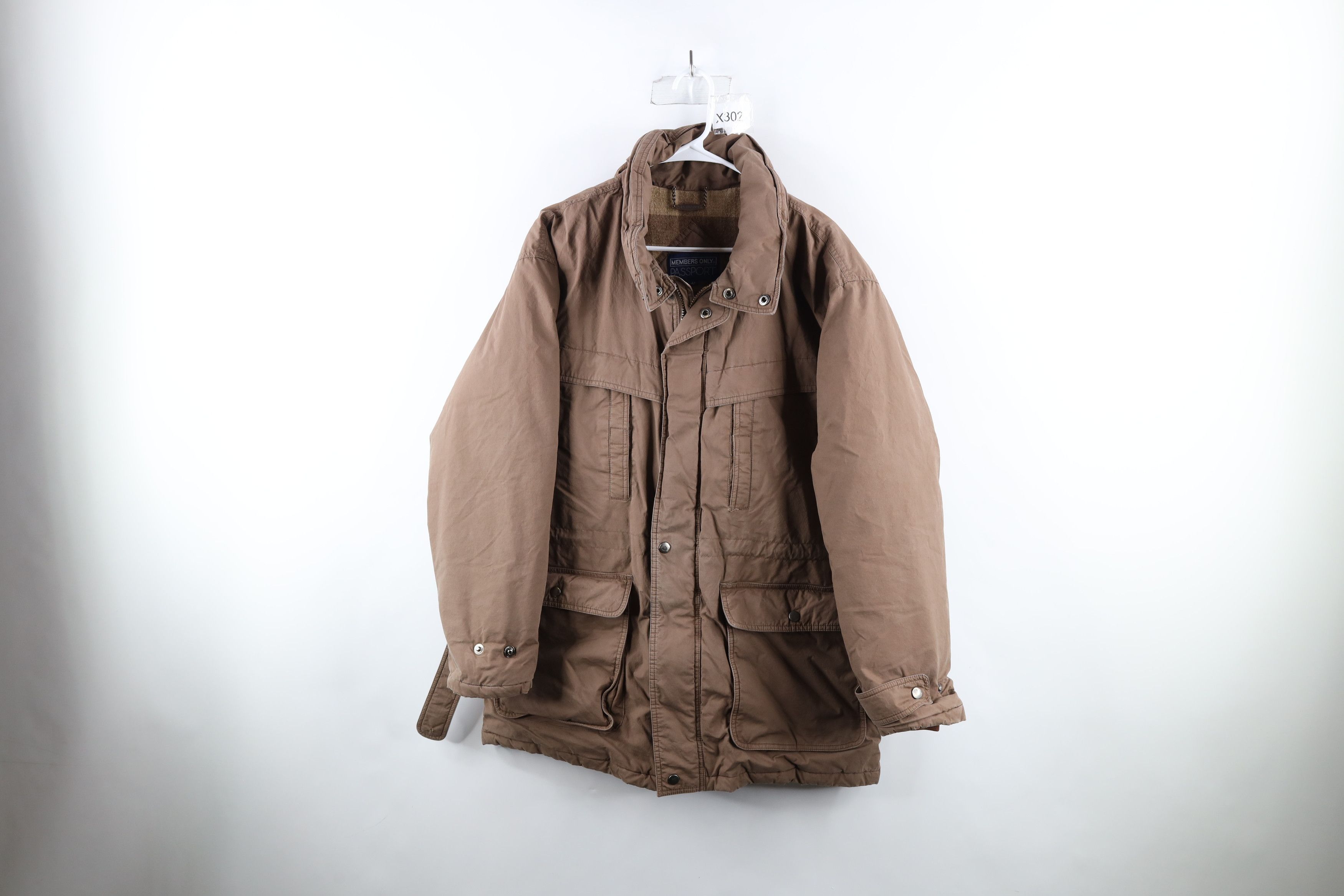 image of 90's Members Only Lined Duck Down Hooded Parka Jacket in Brown, Men's (Size XL)