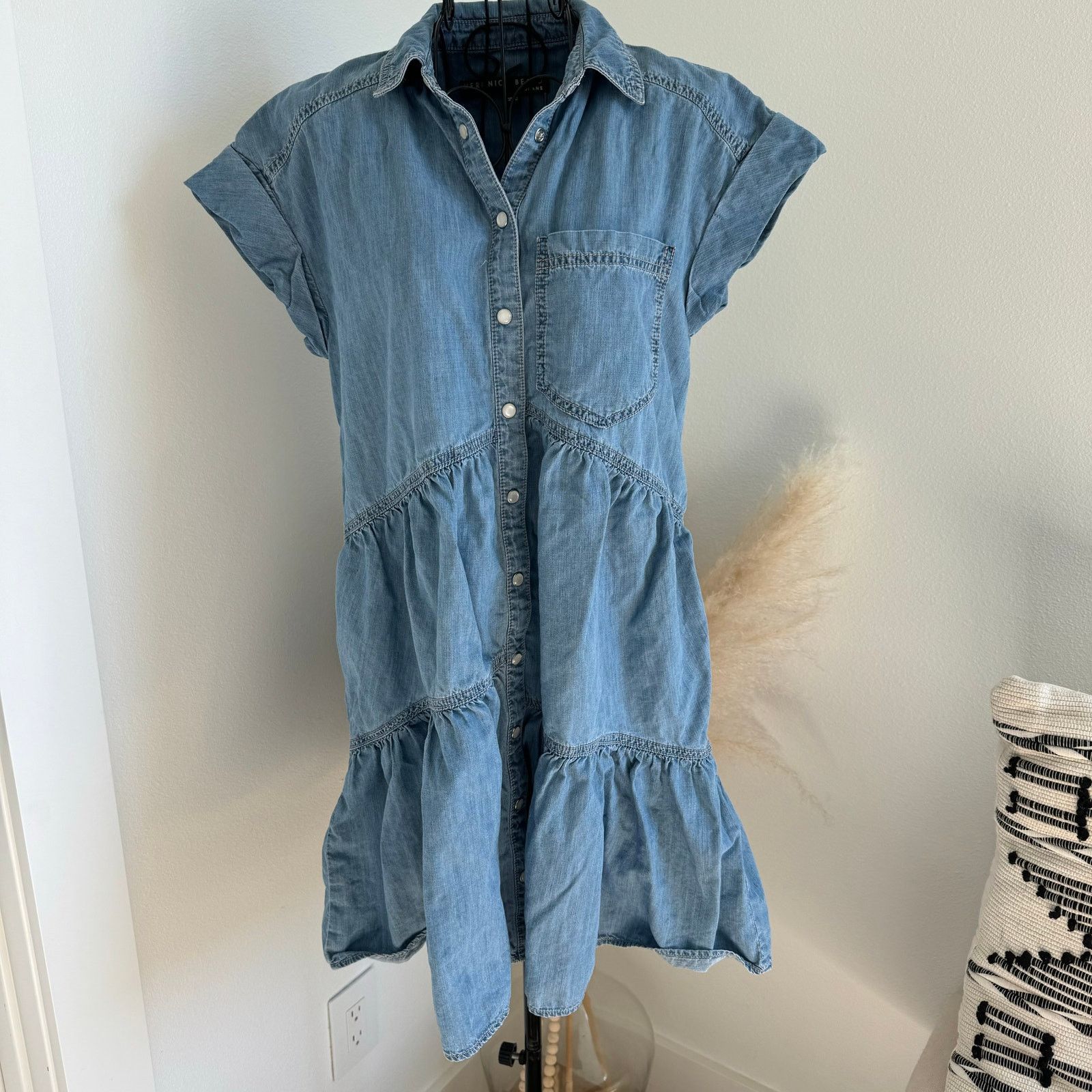 Veronica Beard Veronica Beard Harrow Cotton Chambray Denim Mini Dress Size S / US 4 / IT 40 - 1 Thumbnail