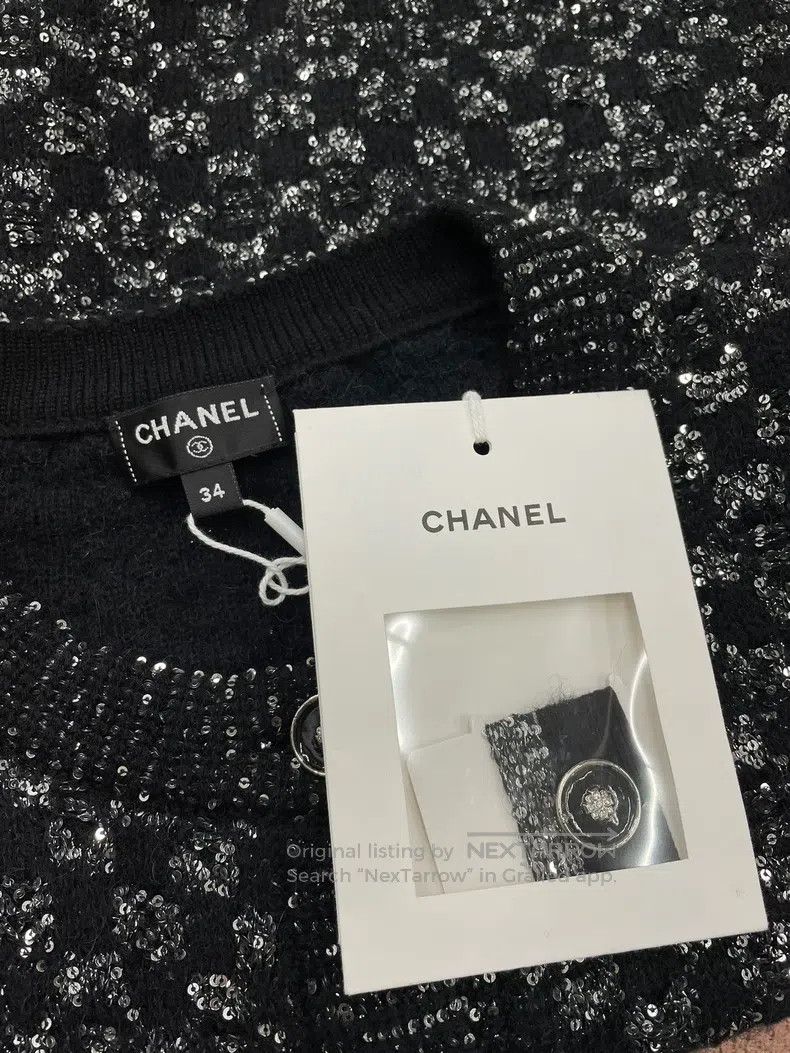 Chanel Chanel 23B Black Sequin Knitwear Cardigan Jacket Size XXS / US 00 / IT 34 - 7 Thumbnail
