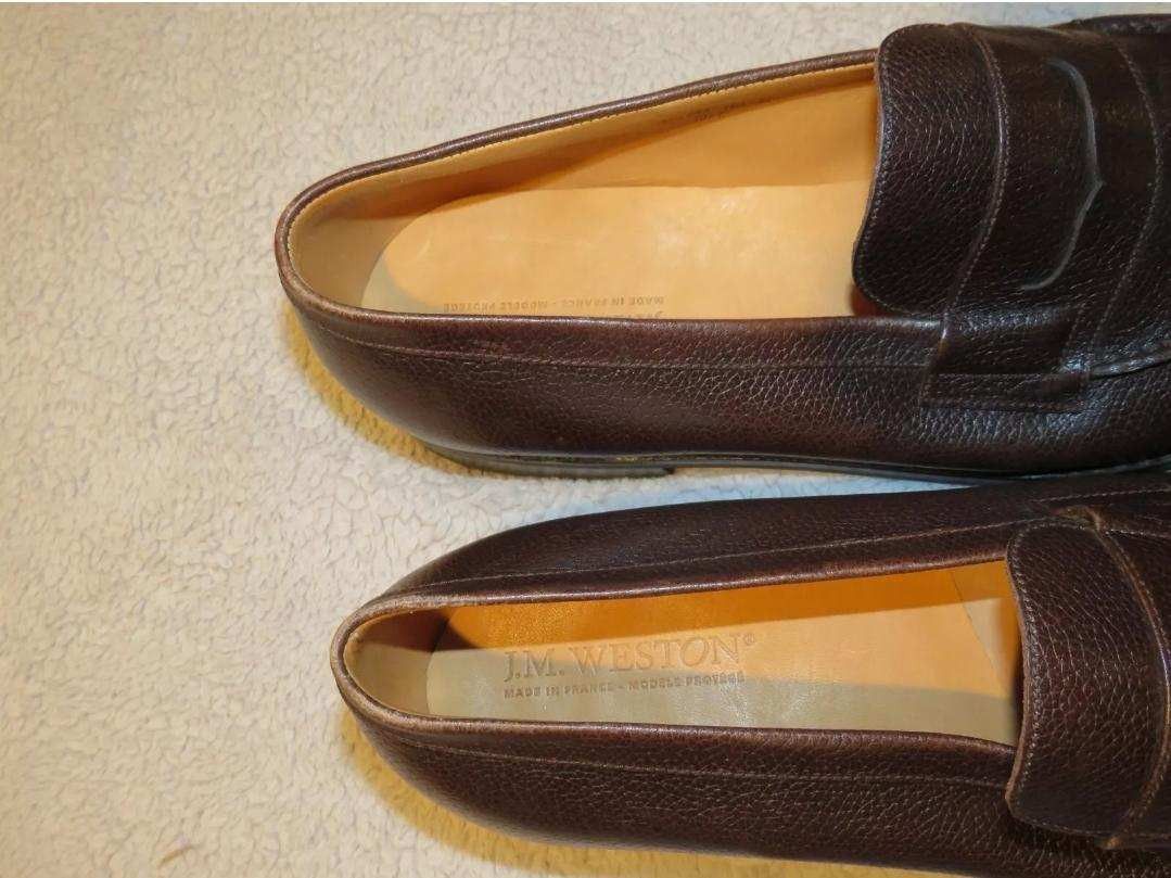 J.M. Weston Brown Grain Leather Split Toe Loafer 11.5 C NWB Size US 11.5 / EU 44-45 - 11 Thumbnail