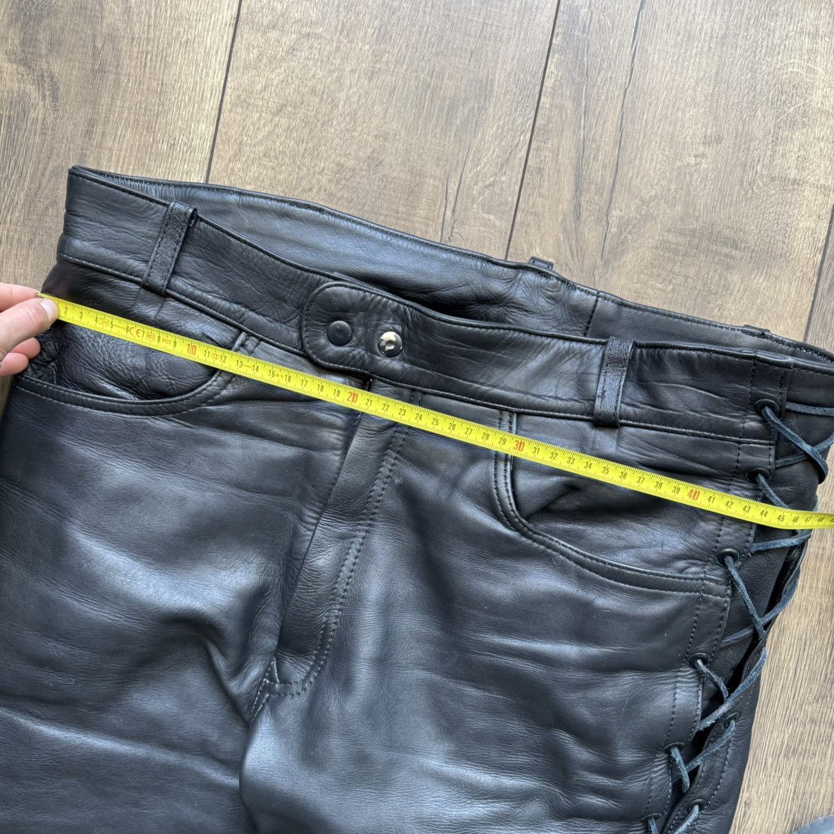Genuine Leather × Harley Davidson × Vintage Crazy Heavyweight Leather Lace Up Motorcycle Pants Vintage Size US 37 - 12 Thumbnail
