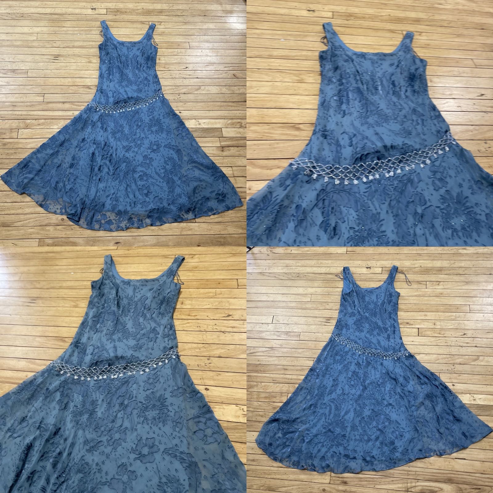 Alex Evenings VINTAGE Alex Evenings Dress 14P Blue Floral Beaded Fairy Y2k Occasion Formal Fringe 14P Dress Size XL / US 12-14 / IT 48-50 - 9 Thumbnail