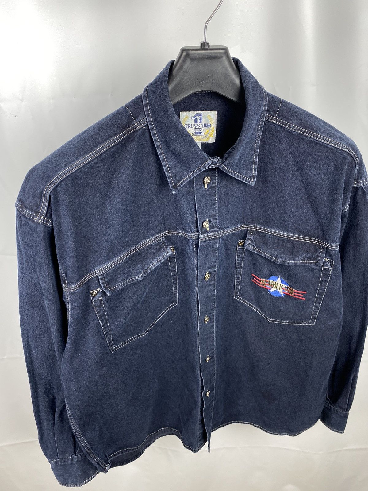 Trussardi × Vintage Vintage Trussardi Number One Denim Shirt size XL Size US XL / EU 56 / 4 - 8 Thumbnail