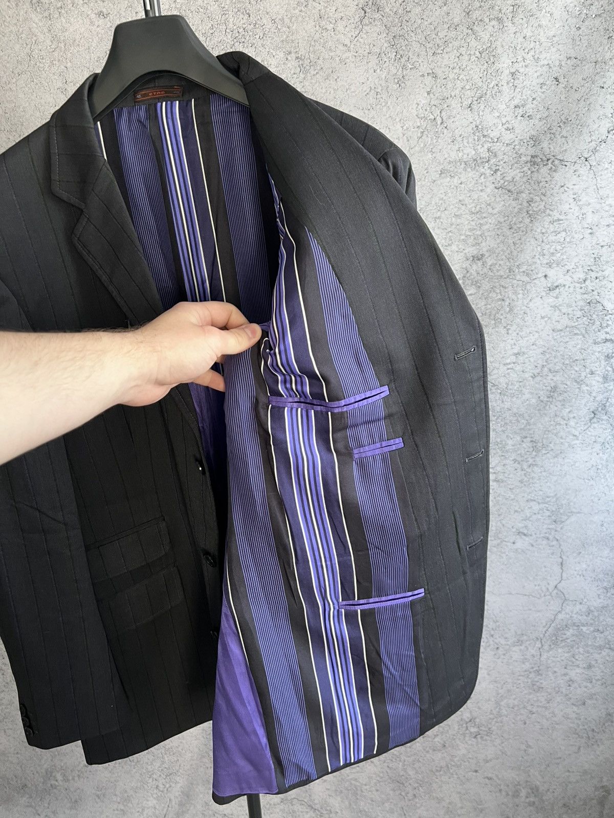 Etro Vintage Etro Milano Striped Blazer Classic Suit Wool Size 58 Size 50R - 11 Thumbnail