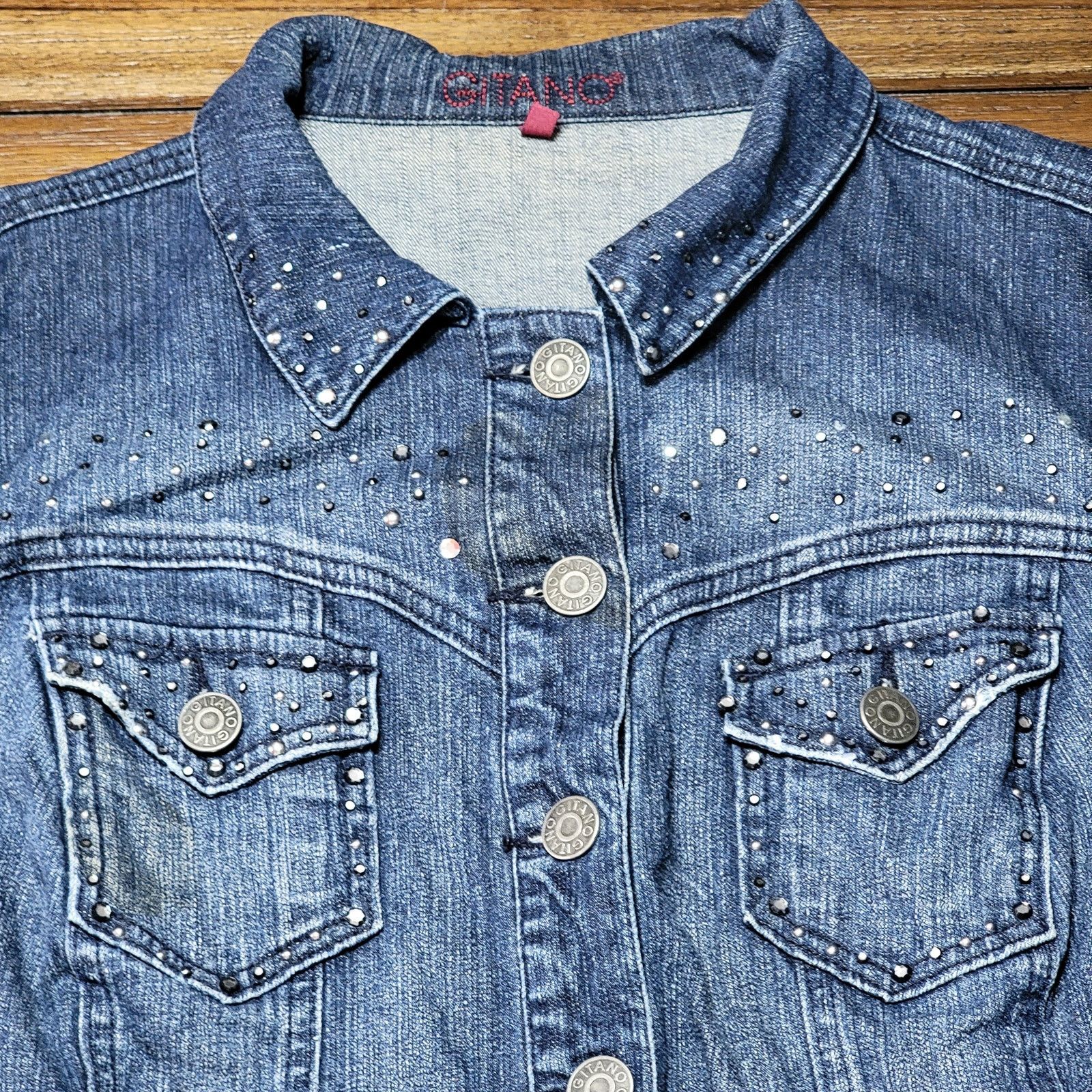 Other VINTAGE Gitano Full Button Denim Jacket w/ Bling - Size 20W Size XXL / US 16-18 / IT 52-54 - 2 Thumbnail