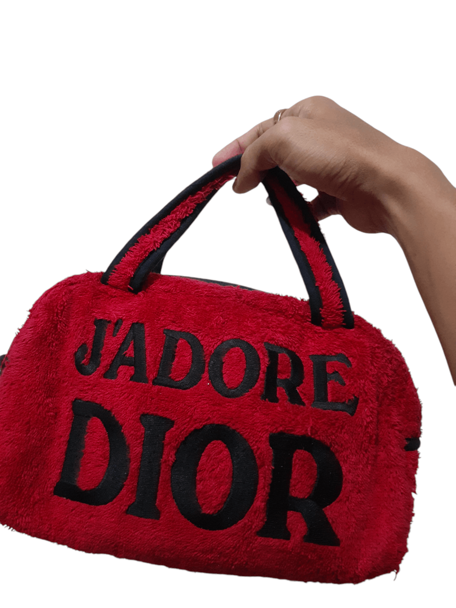 Dior × John Galliano × Vintage Vtg JA'DIOR John Galliano Era Red Terry Cloth Boston Bag Size ONE SIZE - 2 Thumbnail