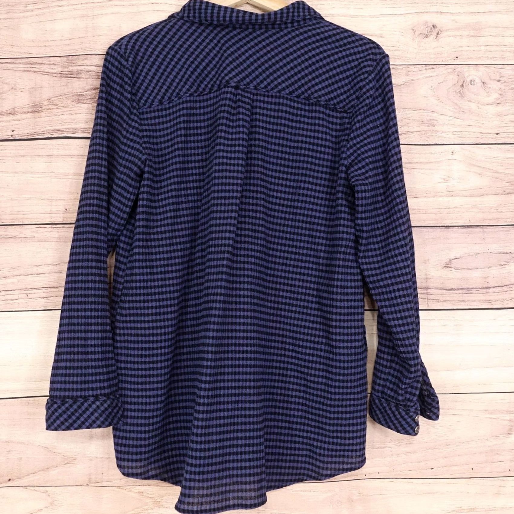 J. Jill J. Jill Blouse Tunic Womens M Blue Check Collared Pullover Roll Tab Sleeve Long Sleeve Lightweight Casual Vintage No Size M / US 6-8 / IT 42-44 - 4 Thumbnail