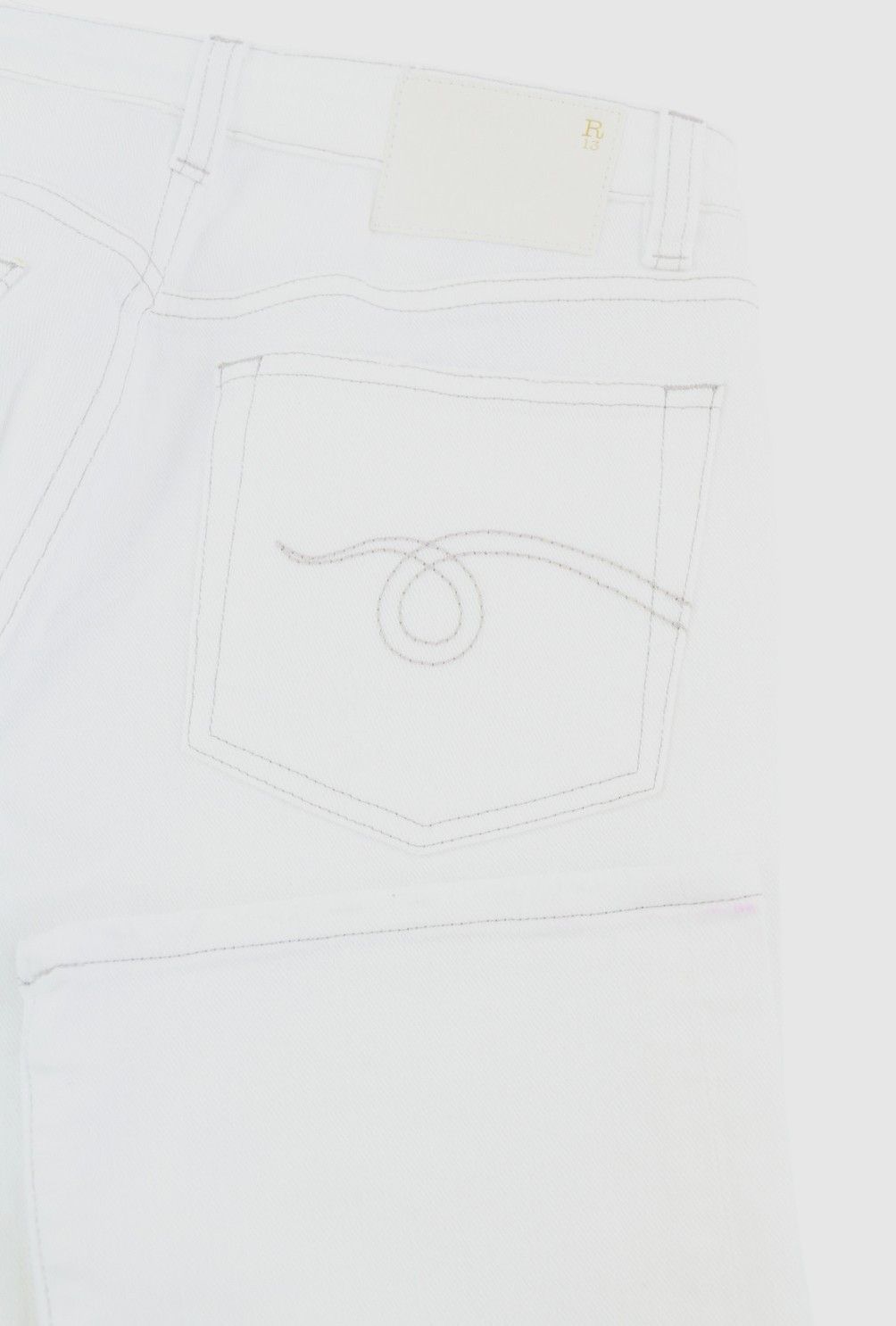 R13 KICK FIT 25 Bale White Flared Cropped Light Jeans 86190 Size 25" / US 0 / IT 36 - 11 Thumbnail