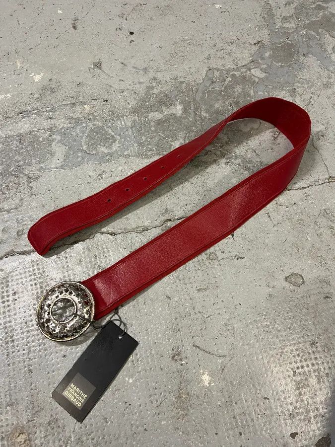 Marithe + Francois Girbaud Marithé + François Girbaud Round Buckle Red Leather Belt Size ONE SIZE - 2 Thumbnail