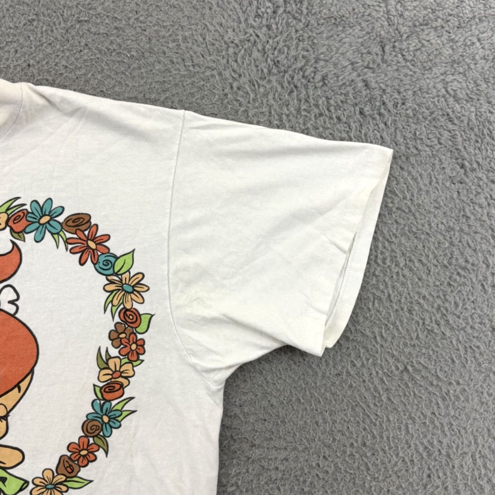 Delta VINTAGE Delta Pro Weight Shirt Mens Large White Flintstones 90s Short Sleeve Graphic Print Pebbles Bam Bam Cartoon 90s Mens Size US L / EU 52-54 / 3 - 6 Thumbnail