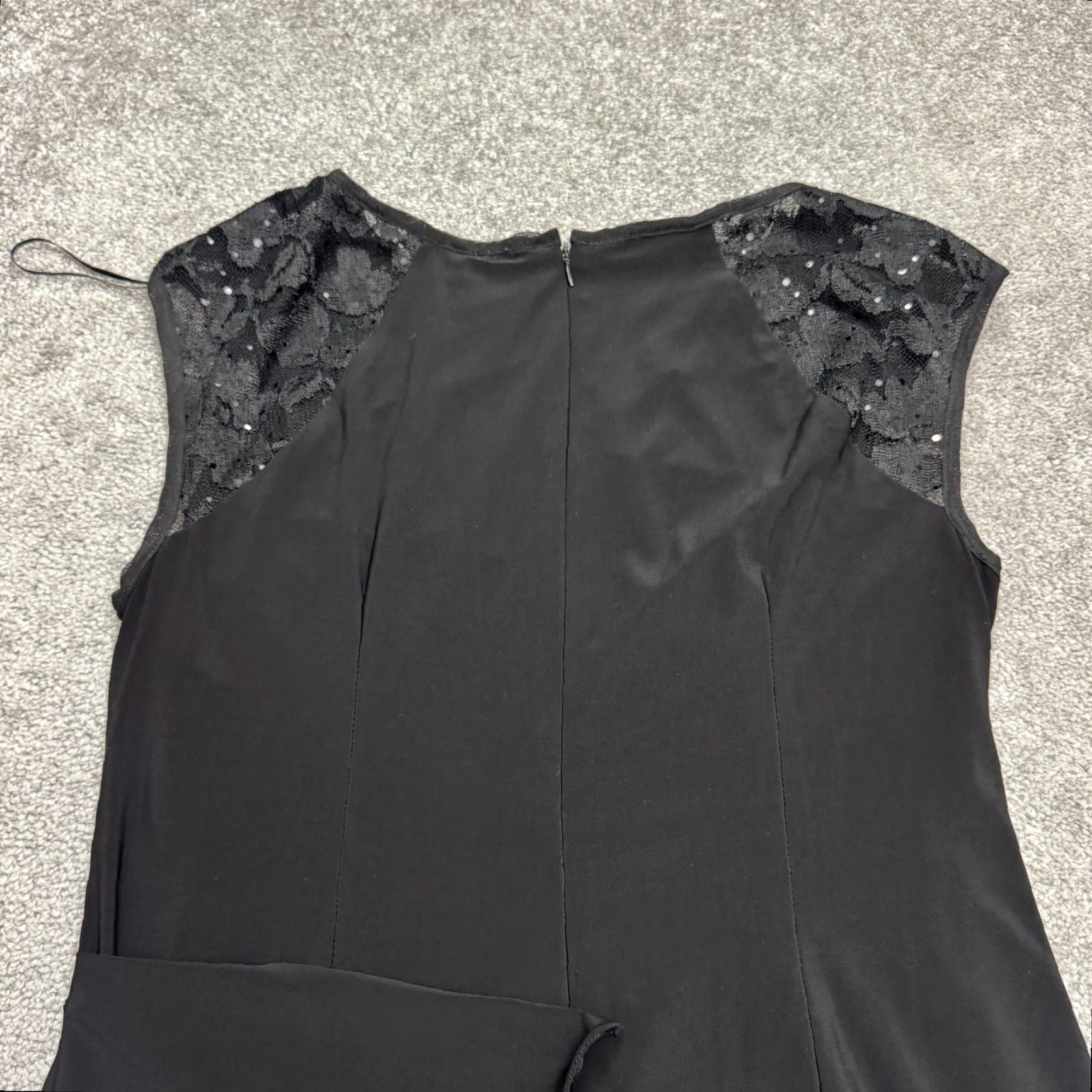 Vintage Dressbarn Lace Sequin Sheath Dress Womens 14 Black Ruched Cascade Ruffles Party Dressbarn Size XL / US 12-14 / IT 48-50 - 5 Thumbnail