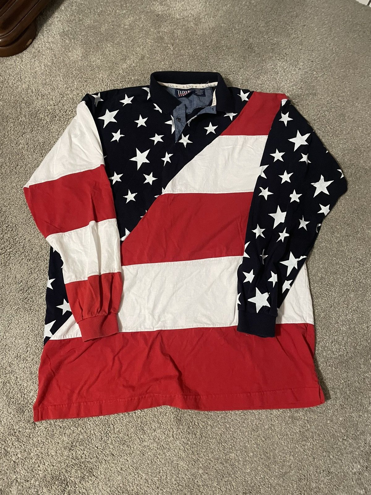 Other Vintage 90s American Flag Polo Shirt XXL All Over Print Size US XXL / EU 58 / 5 - 1 Thumbnail