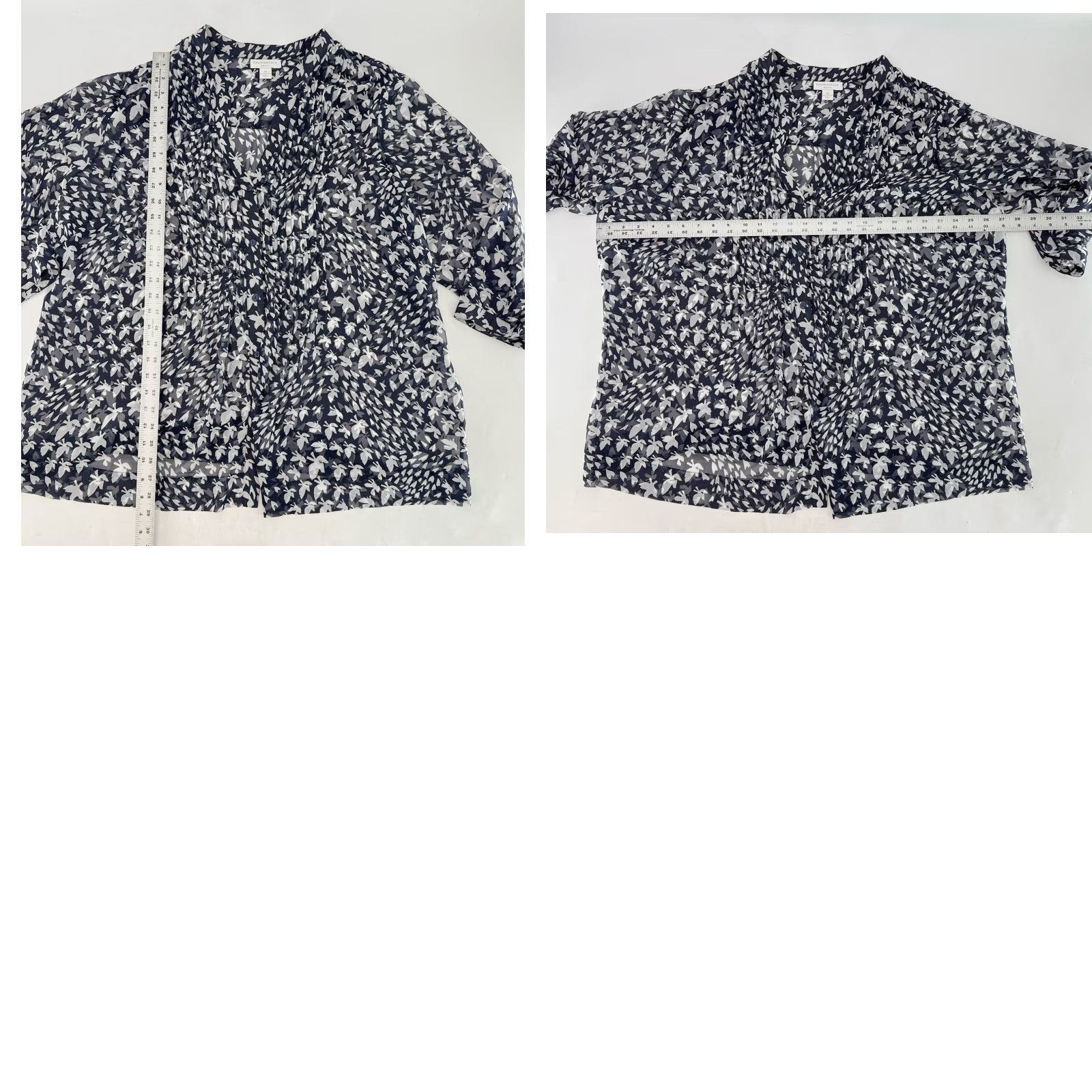 Charter Club VINTAGE? No — Charter Club Plus Size Navy Blue & White Print Button Front Chiffon Shirt Sz 3x Size XXL / US 16-18 / IT 52-54 - 8 Thumbnail