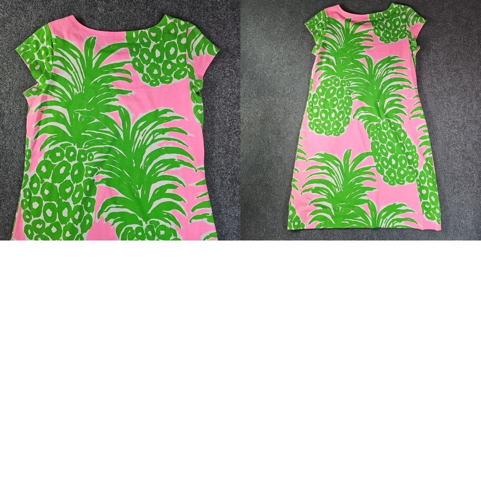 VINTAGE Lilly Pulitzer Dress Womens Pink & Green Pineapple Pima Cotton Large