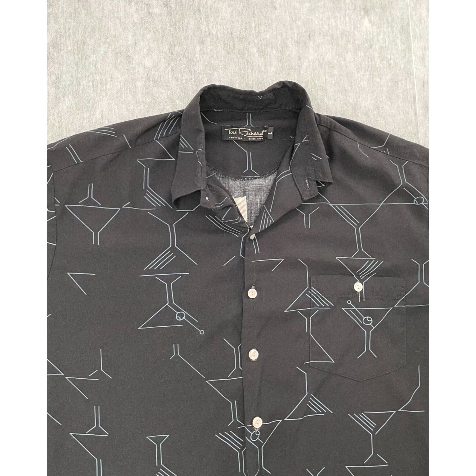 Tori Richard Vintage Tori Richard Button-Up Shirt Men Large Hawaiian Martini Print Casual Summer Black Size US L / EU 52-54 / 3 - 4 Thumbnail