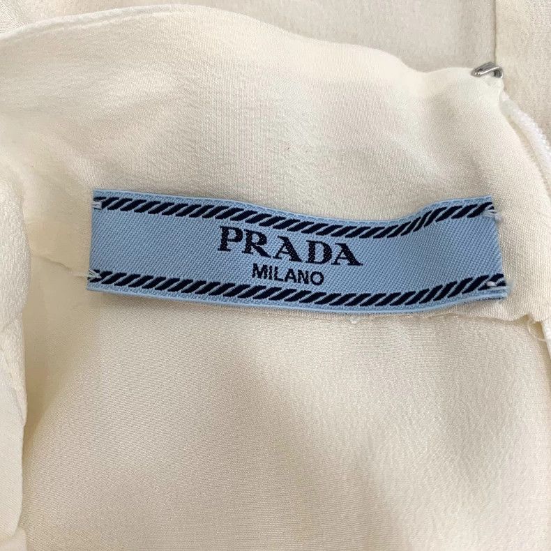 Prada PradaBeige triangle lace-up bow mulberry silk long-sleeved Size XS / US 0-2 / IT 36-38 - 6 Thumbnail