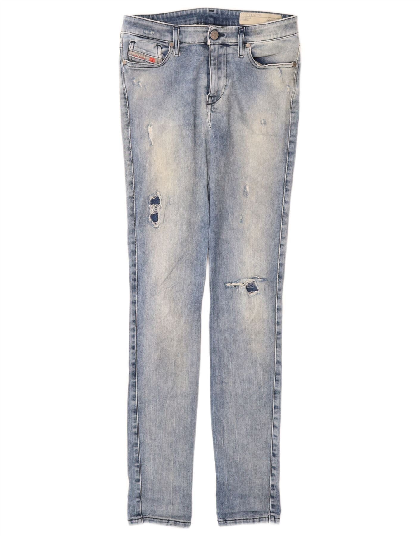 Diesel Womens Skinzee Distressed Super Slim Skinny Jeans W26 L30 Bl Size 42" / US 20 - 1 Thumbnail