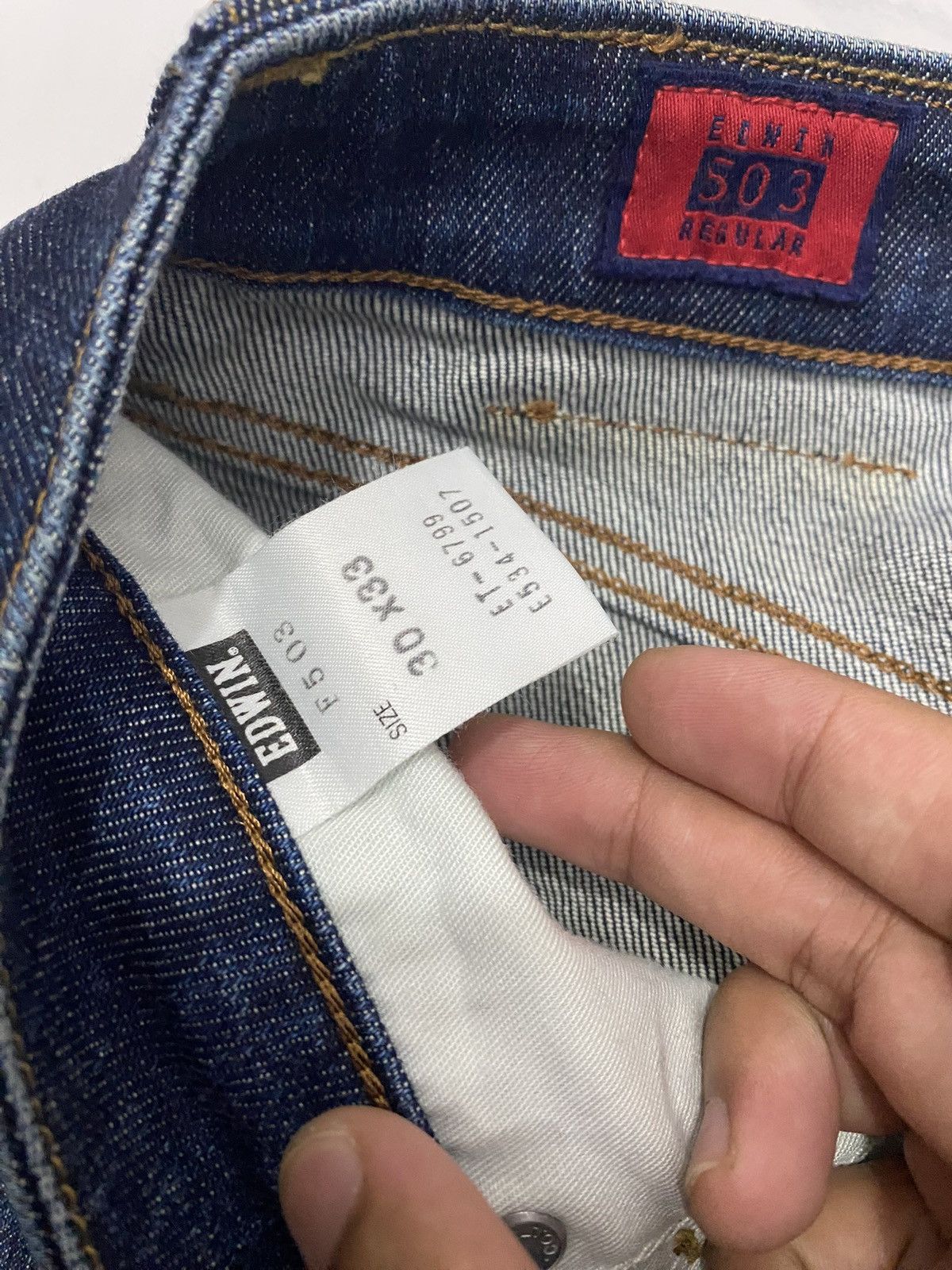 Edwin EDWIN 13oz 503 FLEX DISTRESSED DENIM JEANS JAPAN Size US 30 / EU 46 - 9 Thumbnail