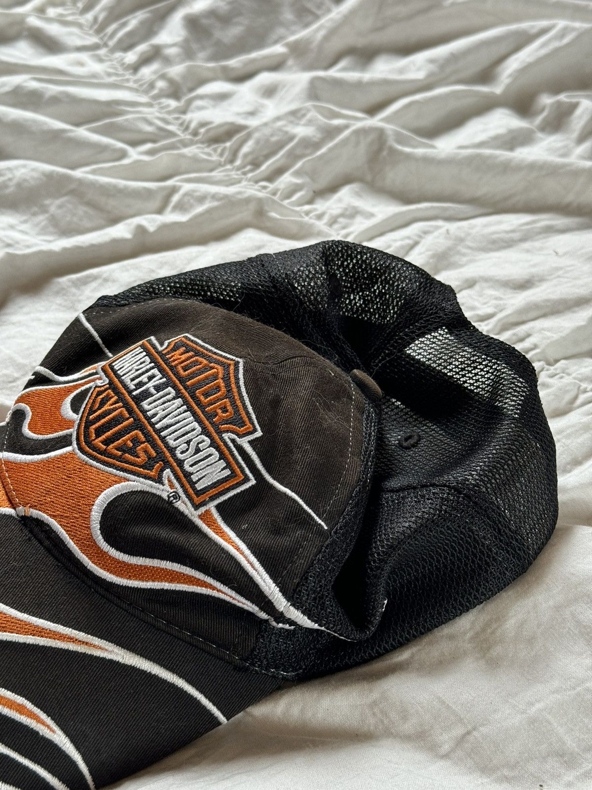 Harley Davidson × Vintage Y2K Harley Davidson flame trucker Cap vintage Size ONE SIZE - 4 Thumbnail