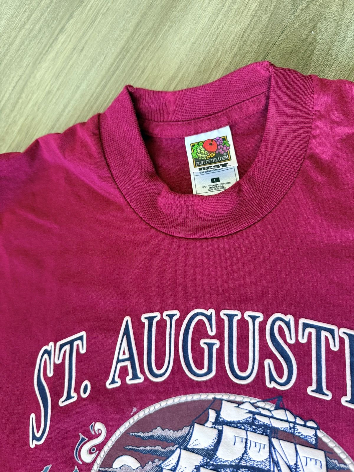 Fruit Of The Loom Vintage St. Augustine Florida Shirt Mens Large Single Stitch Size US L / EU 52-54 / 3 - 4 Thumbnail