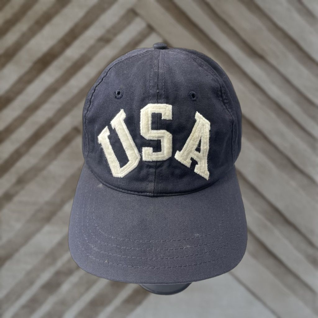 Polo Ralph Lauren VINTAGE Polo Ralph Lauren USA Hat Cap Fitted Blue Stadium Flag Crest Medium Men's Baseball Cap Size US M / EU 48-50 / 2 - 1 Thumbnail