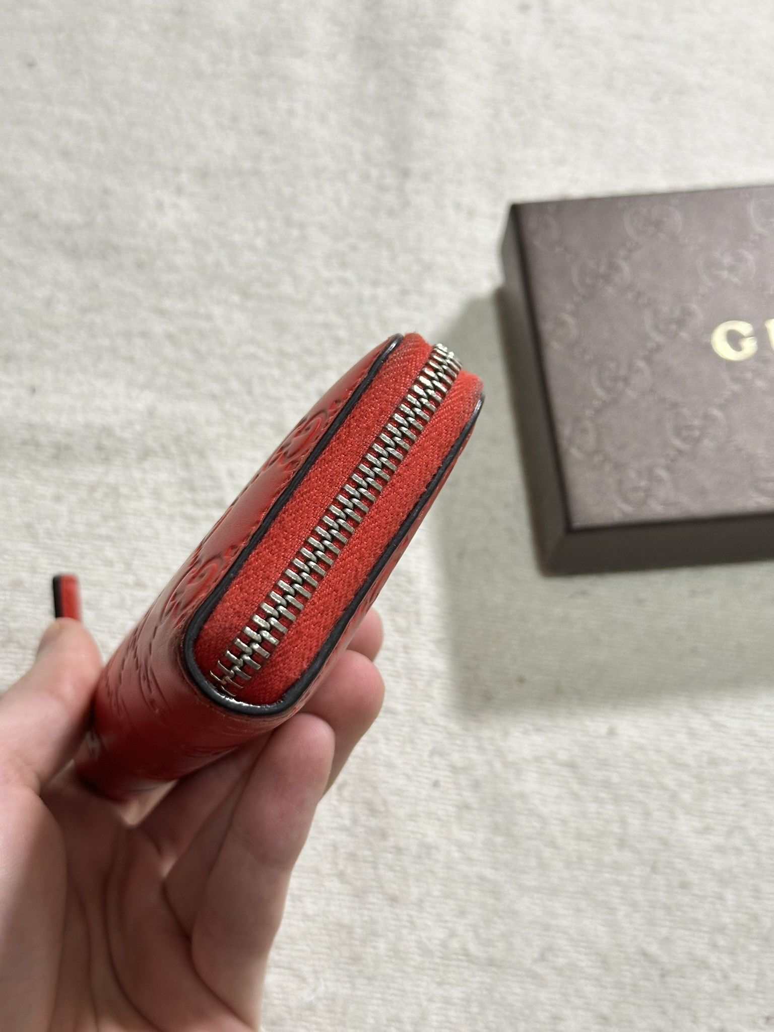 Gucci Gucci Zip Around Wallet Guccissima GG Monogram Red Leather Size ONE SIZE - 10 Thumbnail