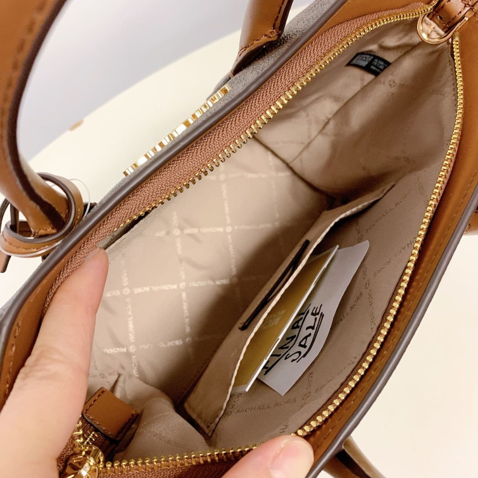 Michael Kors MICHAEL KORS 35F1G4VM2B AVRIL SM LOGO TOP-ZIP SATCHEL BROWN Size ONE SIZE - 5 Thumbnail