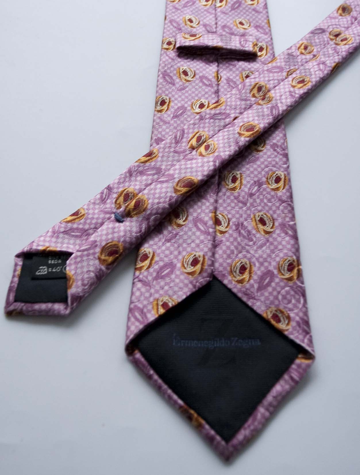 Ermenegildo Zegna Ermenegildo Tie 100% Silk Floral Pink Made in Italy ...