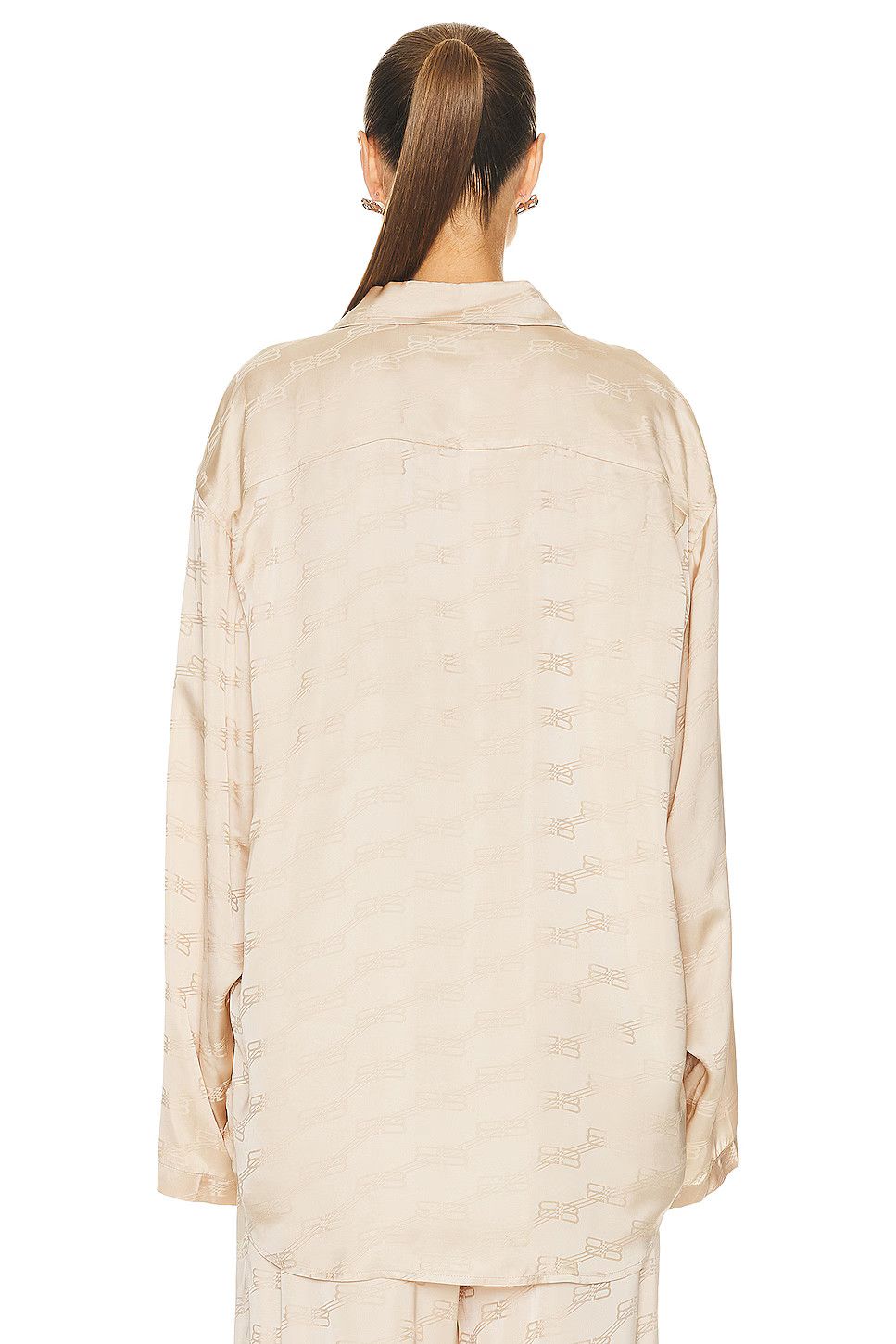 Balenciaga o1mt1gz0924 BB Monogram Minimal Shirt Large Fit Beige Size S / US 4 / IT 40 - 3 Thumbnail