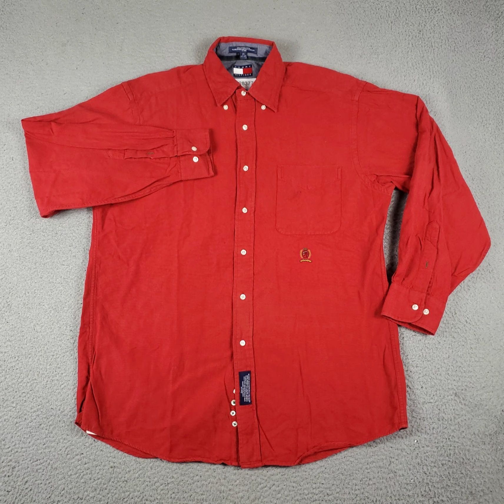 Tommy Hilfiger VINTAGE Tommy Hilfiger Dress Shirt Mens 15 Red Long Sleeve Button Up Workwear Size 40R - 2 Thumbnail