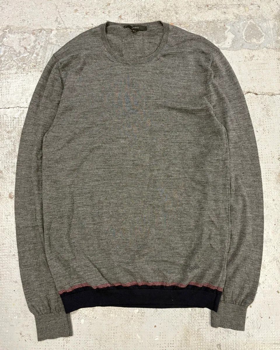 Gucci 2010s Gucci Grey Wool Contrast Classy Sweater Size US M / EU 48-50 / 2 - 1 Thumbnail