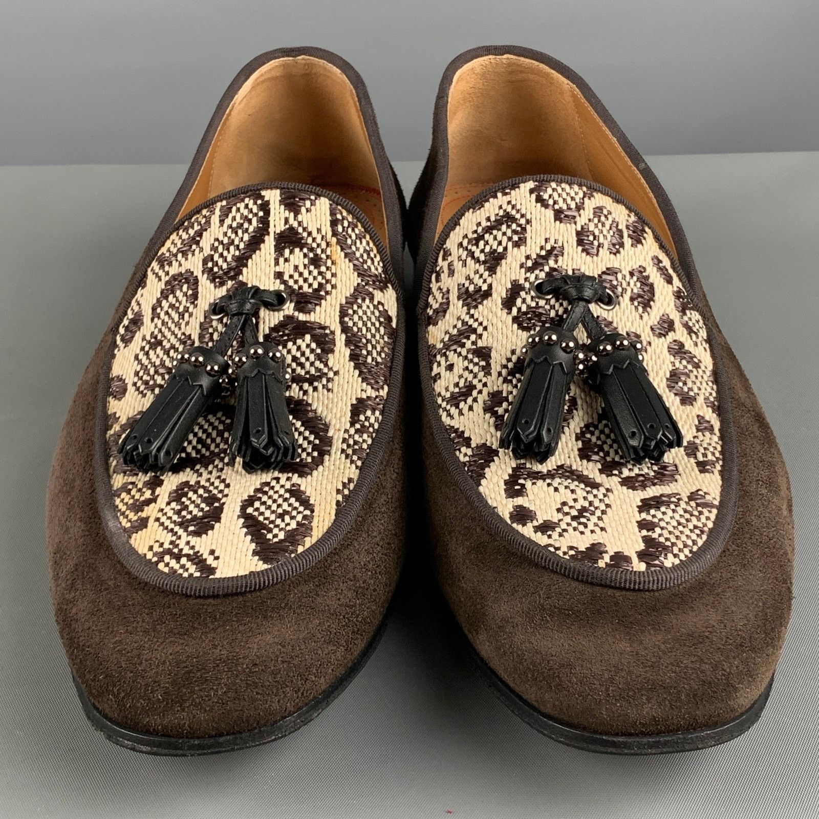 Christian Louboutin CHRISTIAN LOUBOUTIN Brown Beige Mixed Materials Woven Size US 9 / EU 42 - 4 Thumbnail