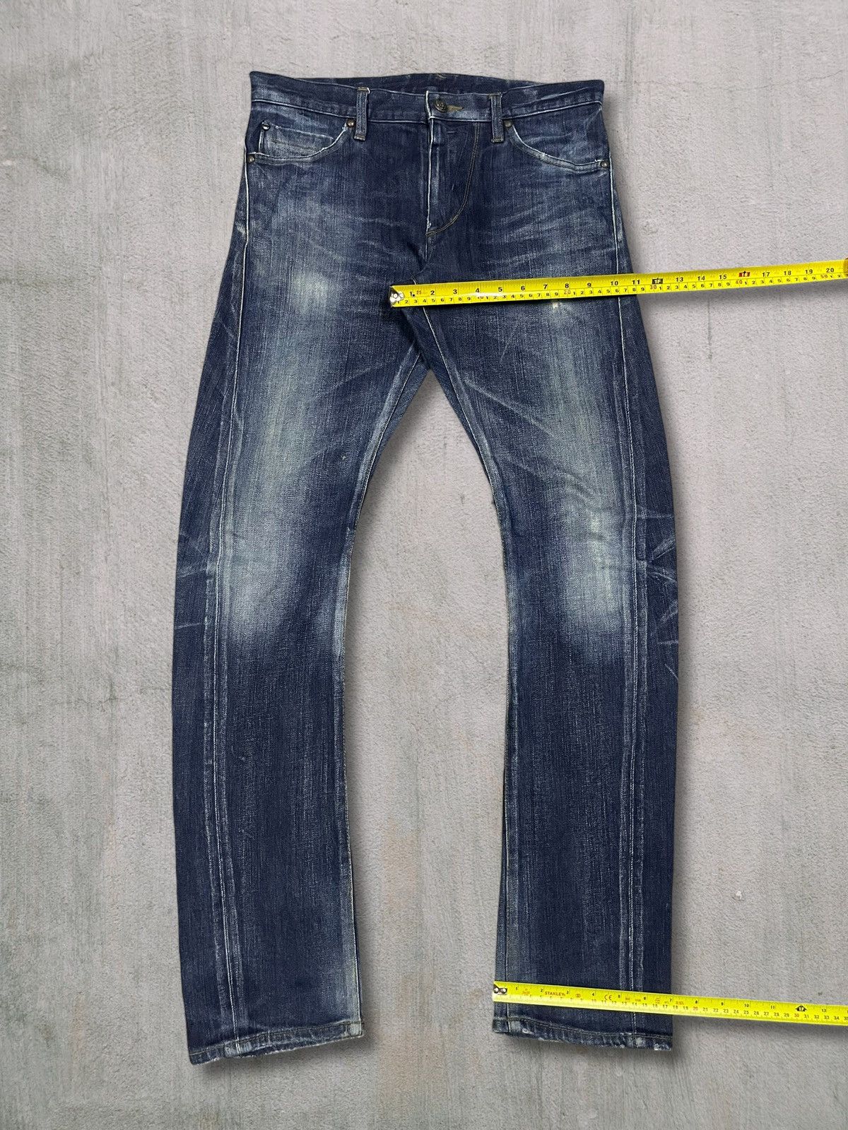 Vintage Japanese Goth Skull Blue Wash Back Buckle Slim Jeans