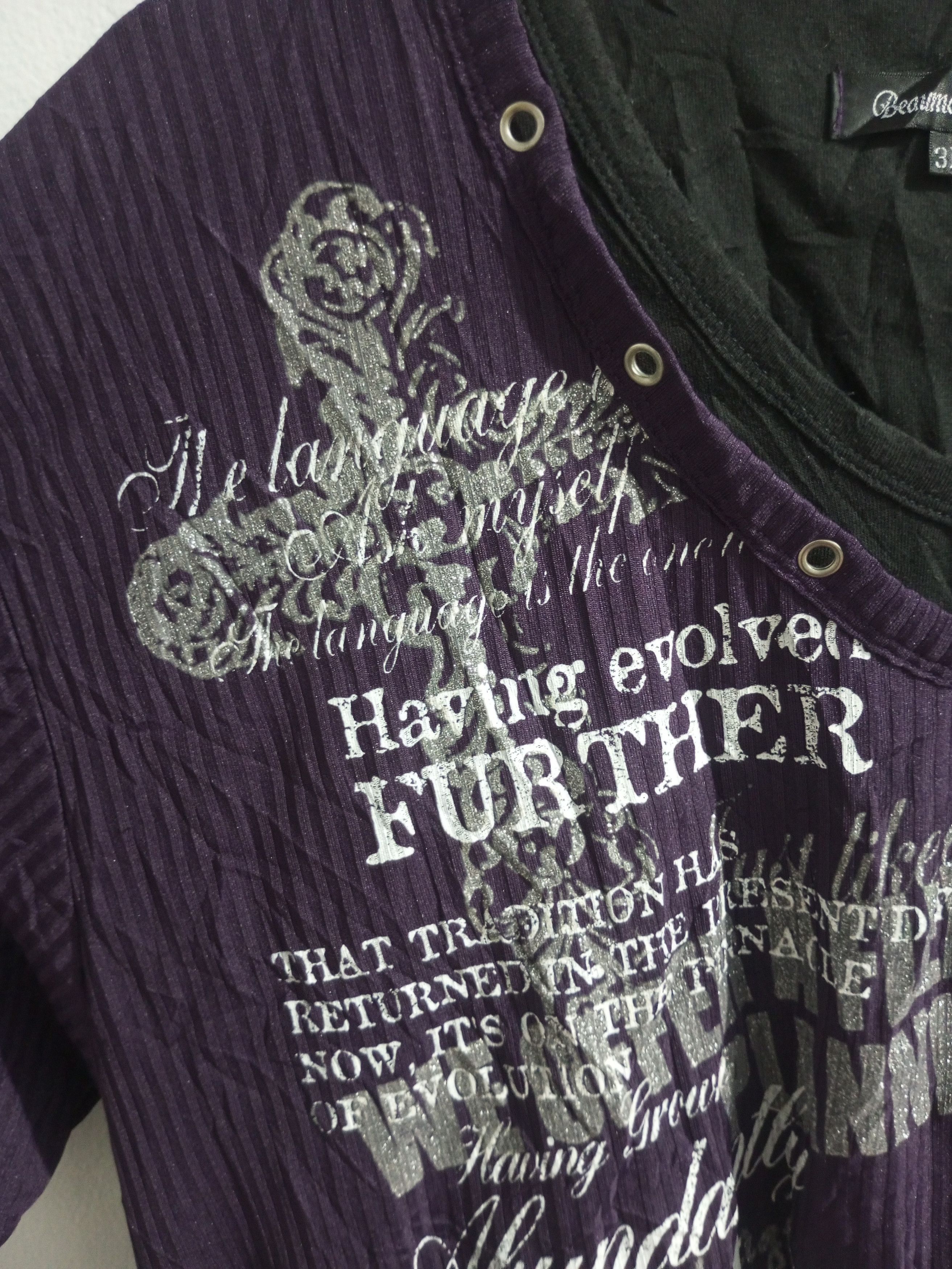 Japanese Brand × Vintage Vintage Beaumont carr poem double layers purple tee Size US XL / EU 56 / 4 - 5 Thumbnail