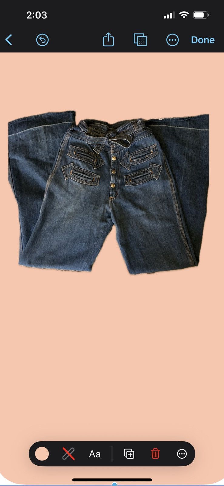 image of Vintage 70’S Bell Bottoms From N’Est Ce Pas in Navy, Women's (Size 23)