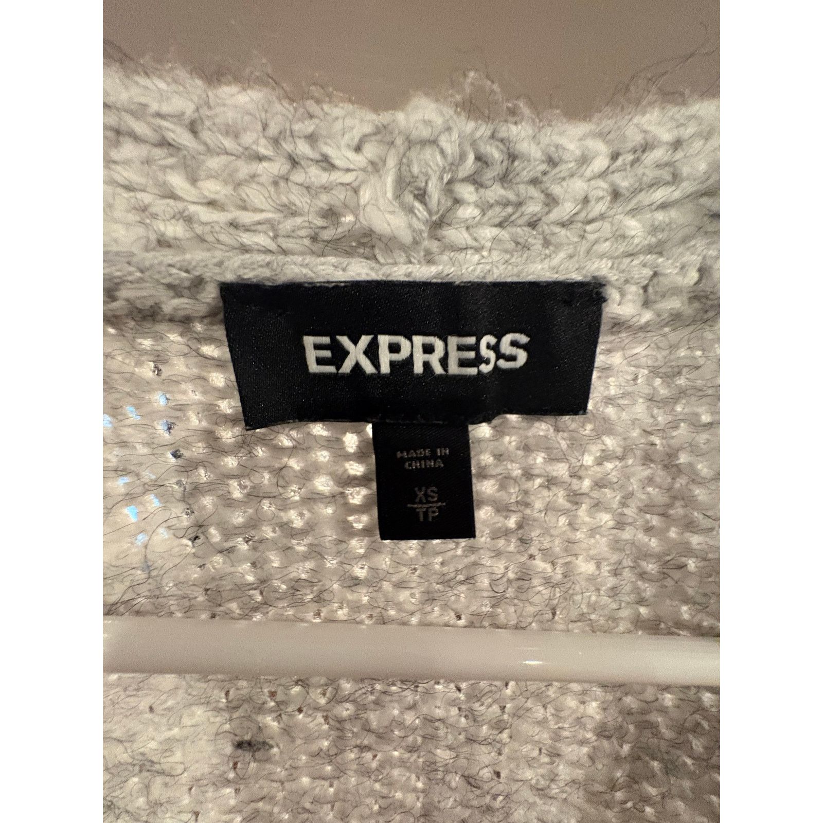 Express Express Open Front Cardigan XS Light Gray Soft Knit Sweater Size XS / US 0-2 / IT 36-38 - 2 Thumbnail